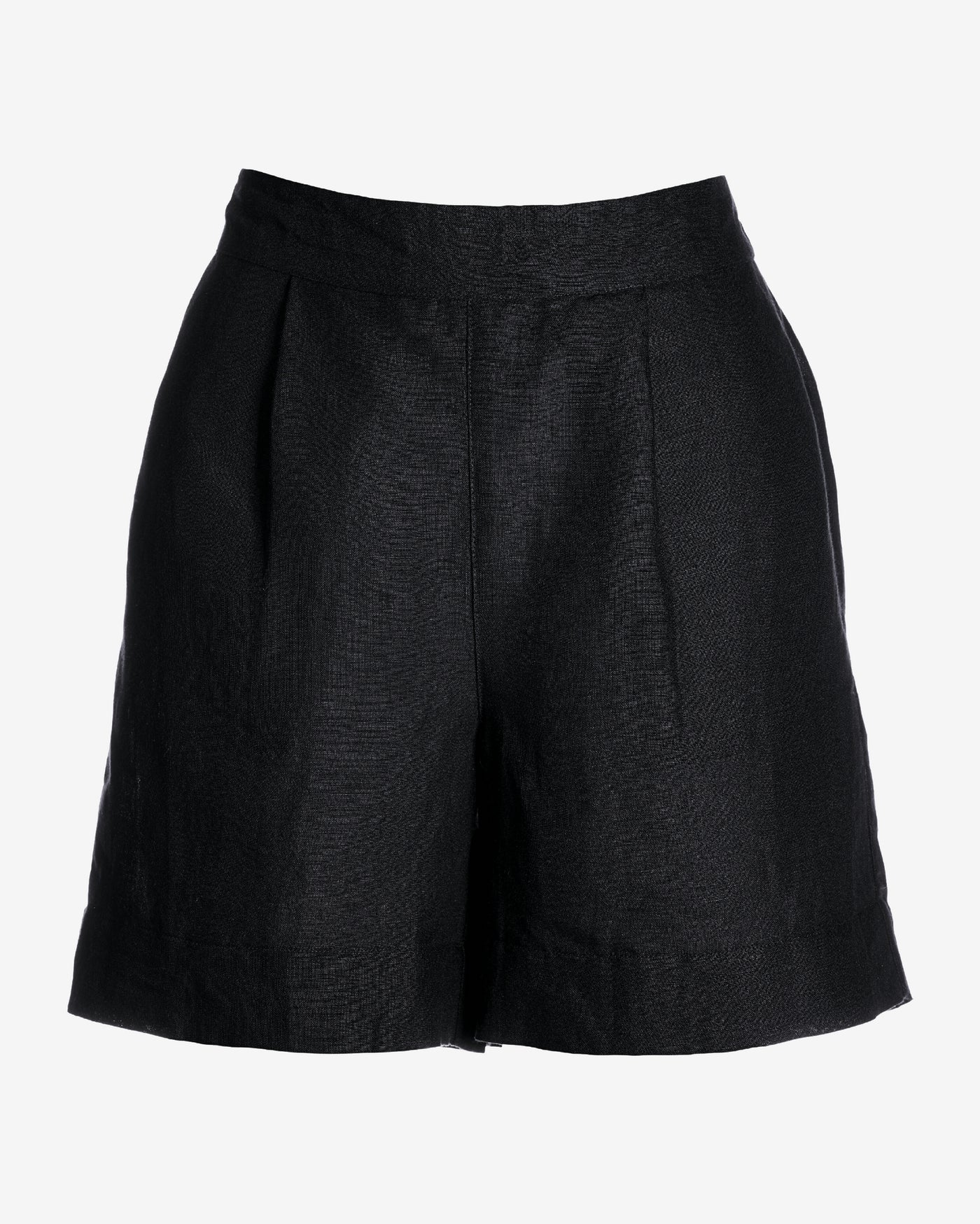 Effortless Pull-On Linen Short Black