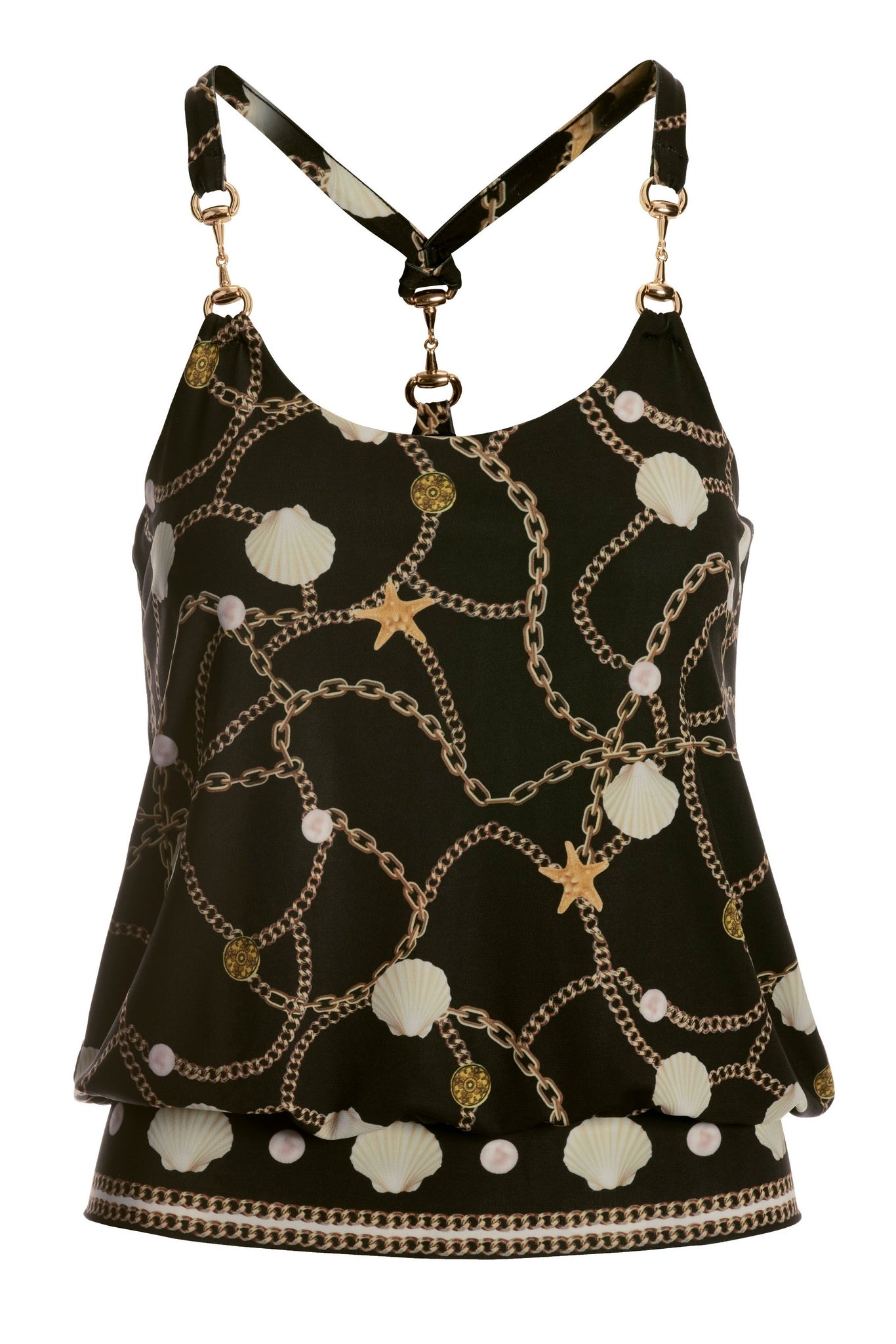 Seaside Status Hardware Blouson Top Black Multi