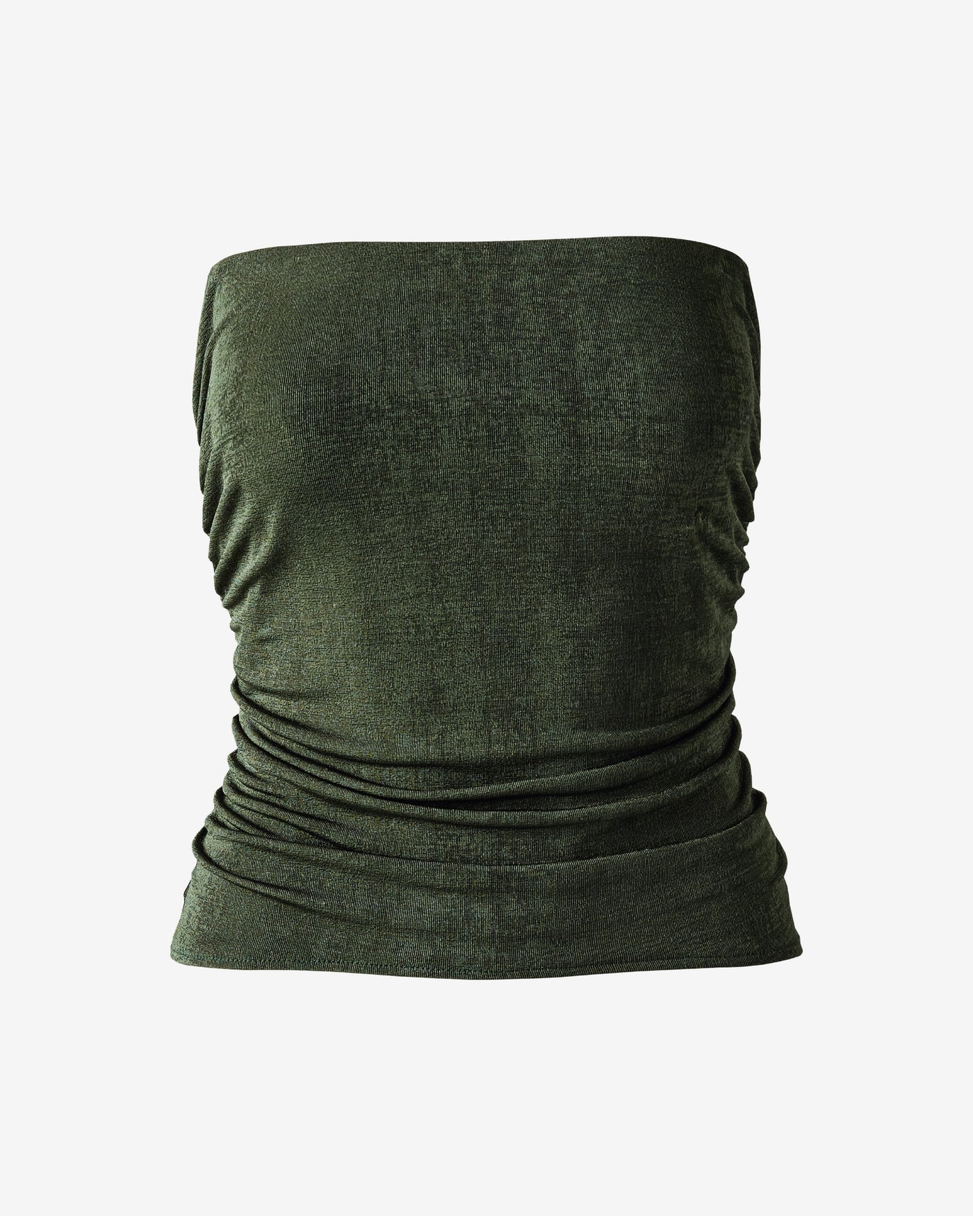Strapless Ruched Knit Top Olive