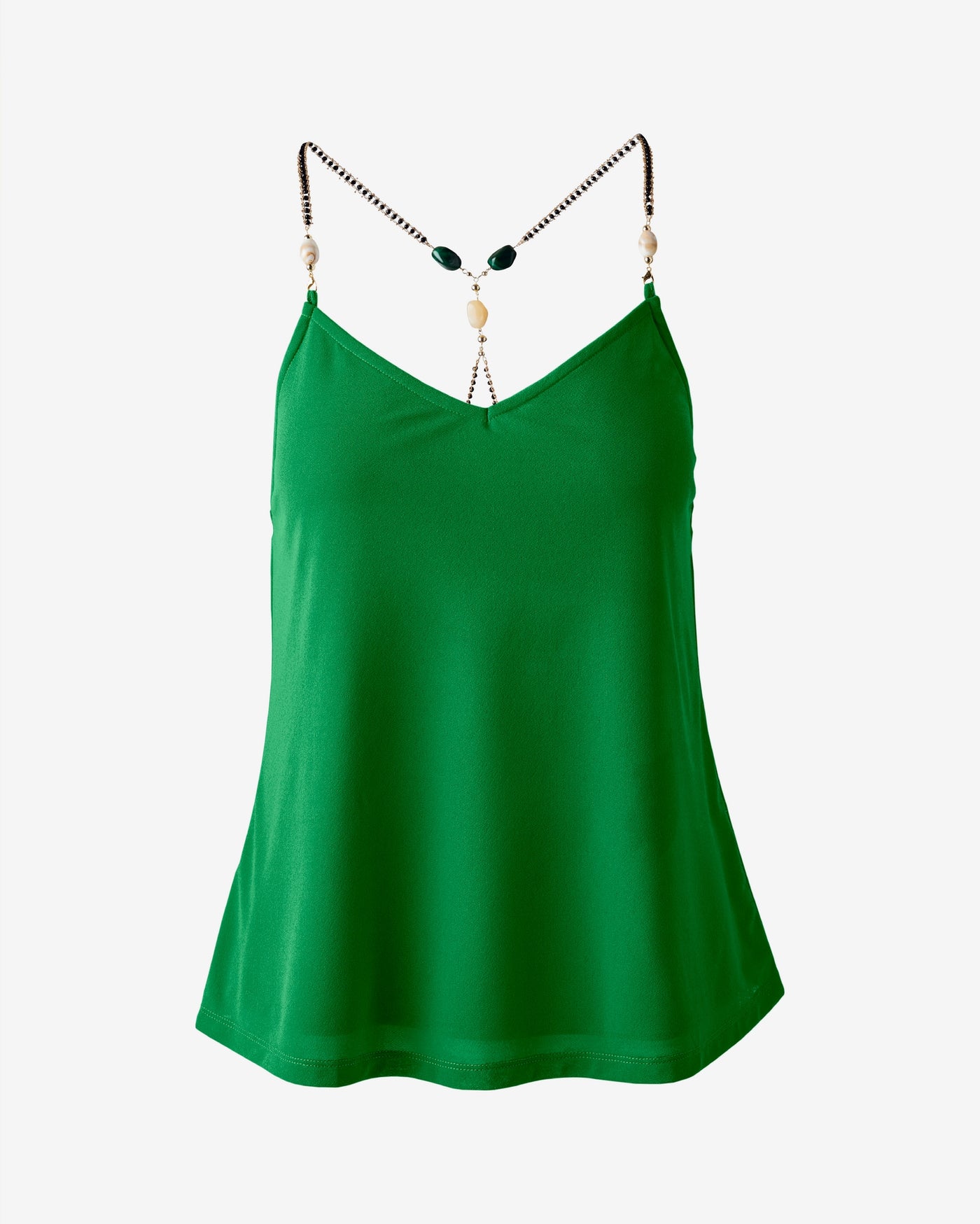 Beaded Strap Detail Knit Tank Monaco Green