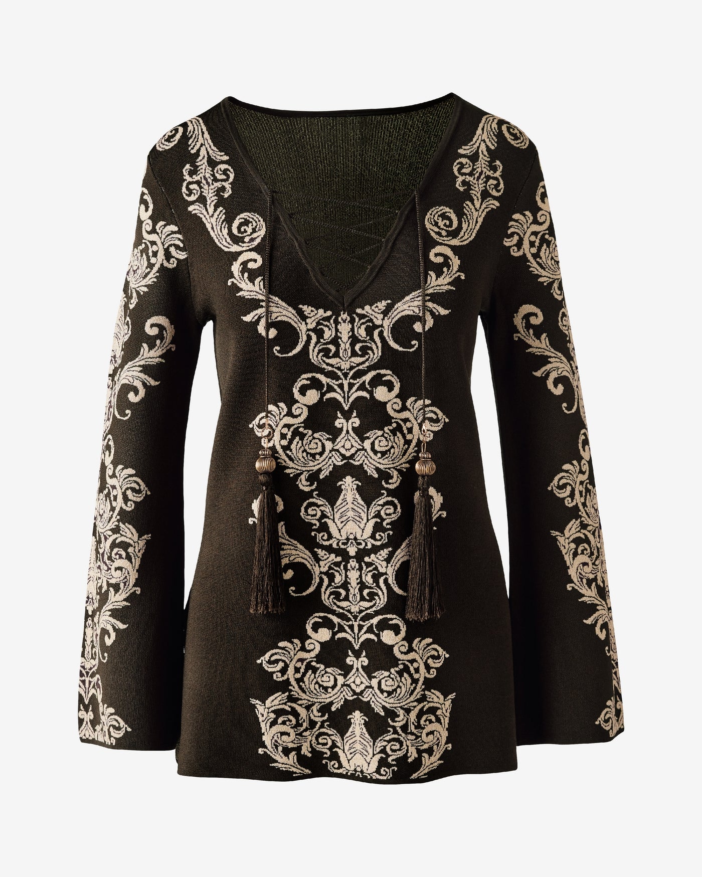 Printed Lurex Lace Up Tunic Golden Status