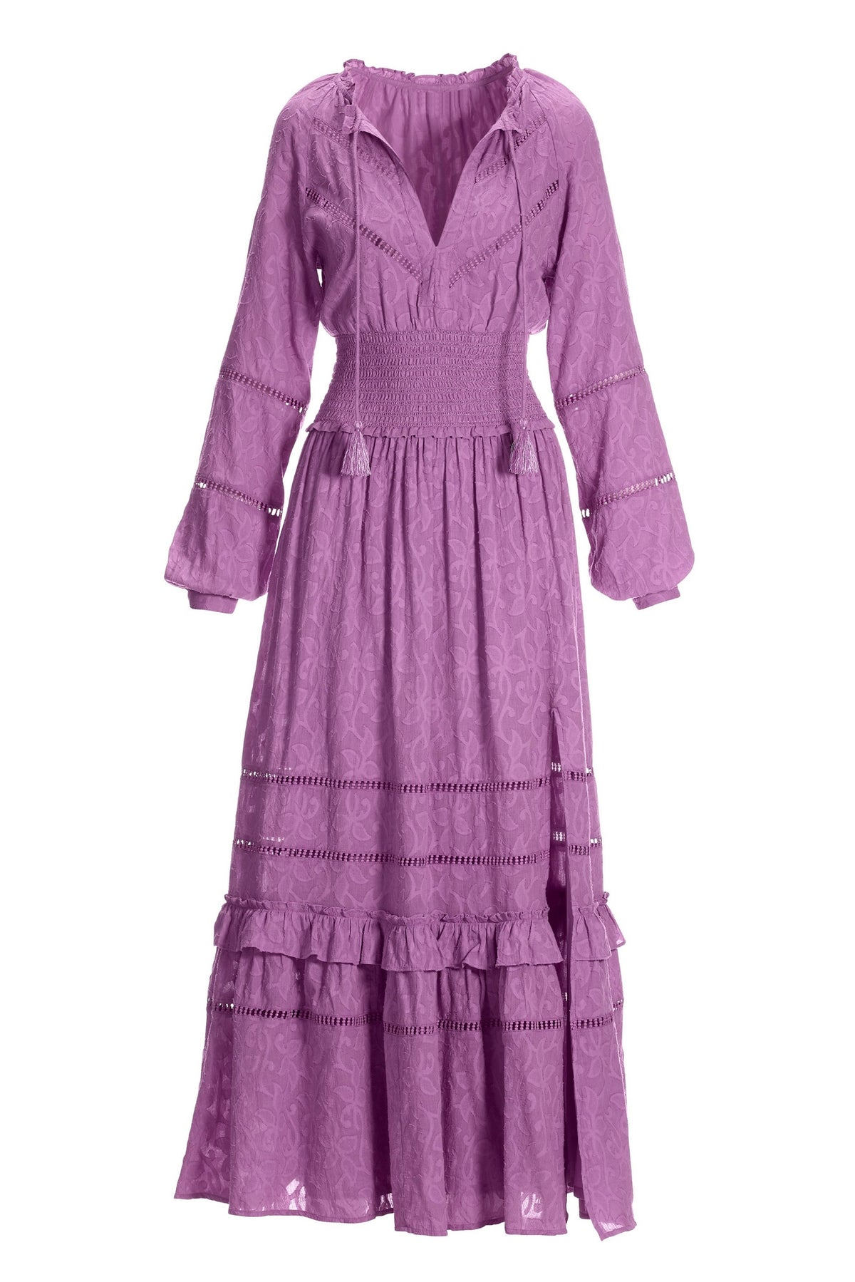 Long Sleeve Ruffle Hem Maxi Purple