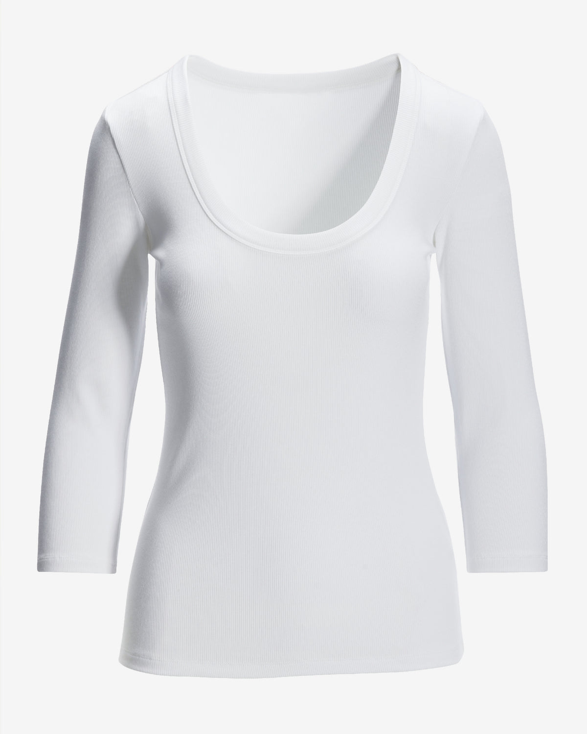 So Essential Ribbed Scoop Three Quarter Top White
