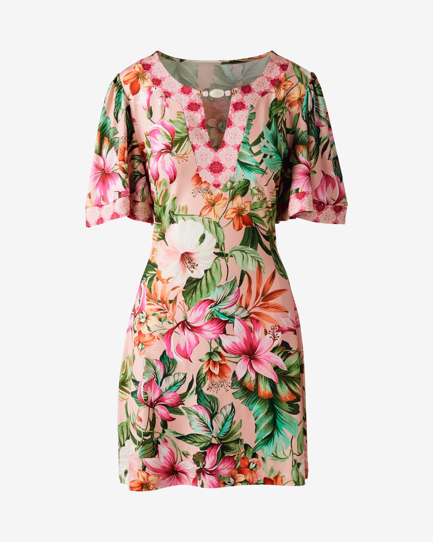 V Notch Neckline A Line Dress Paradise