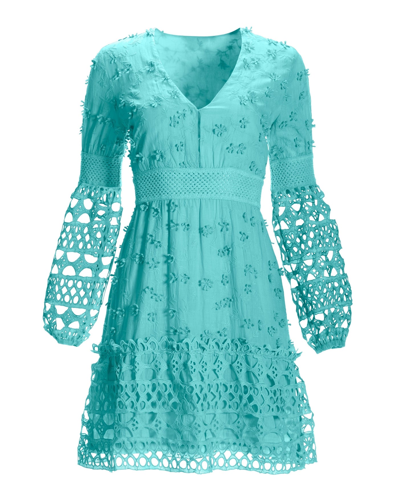 Mixed Media Short Dress Blue Radiance