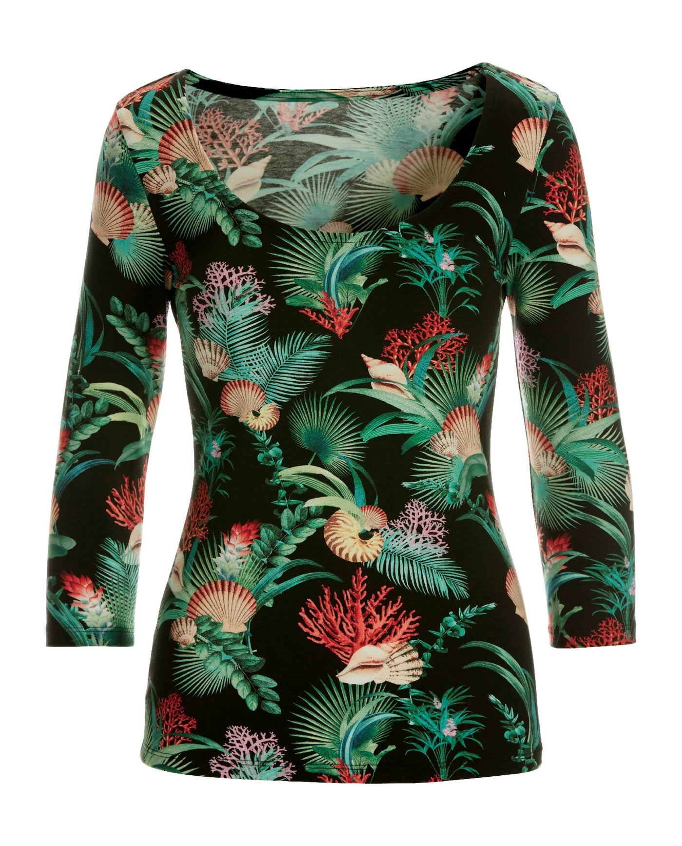 So Sexy Sealife Scoop Neck Black Multi
