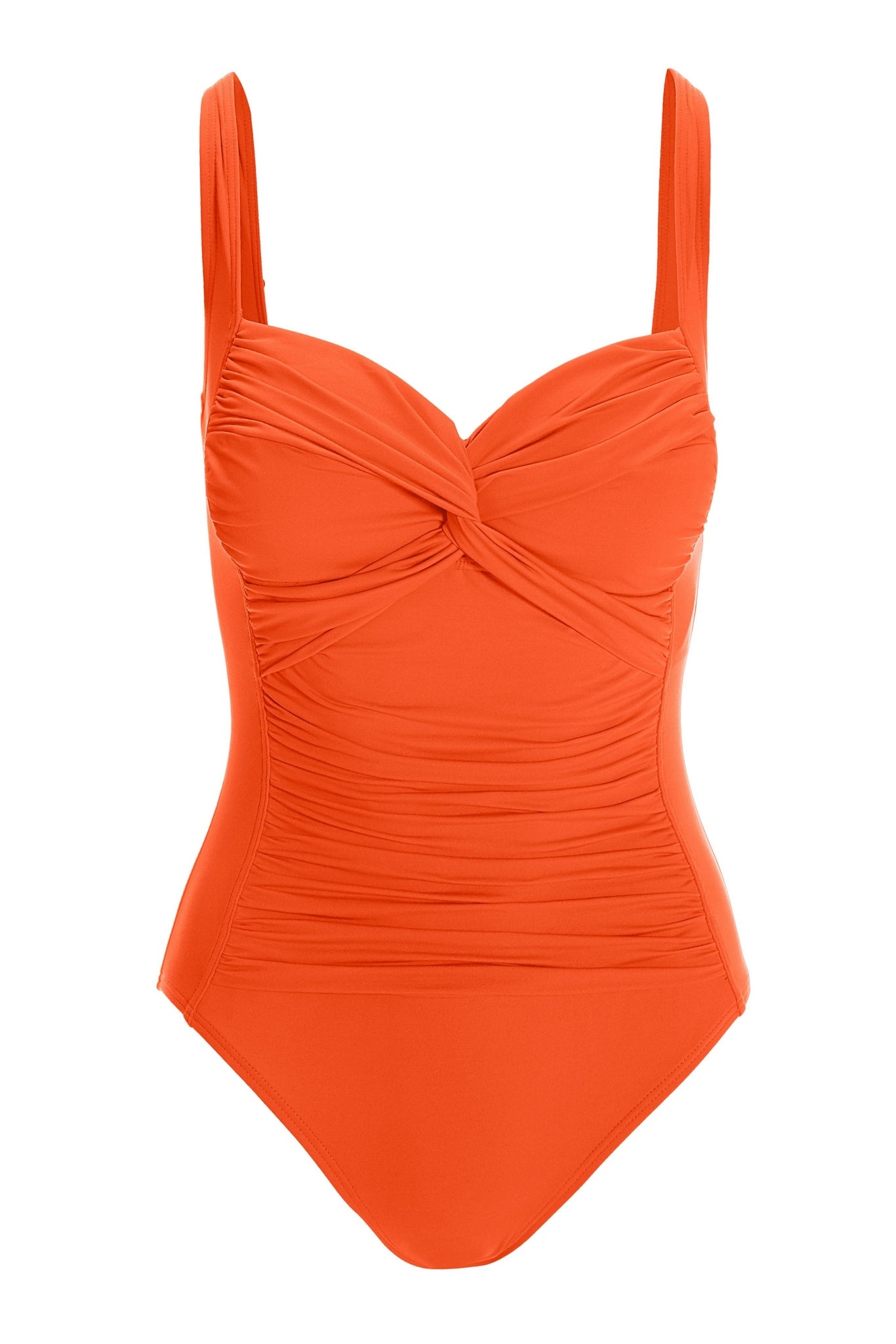 Swim Sense Twist Front One-Piece Swimsuit Hot Coral