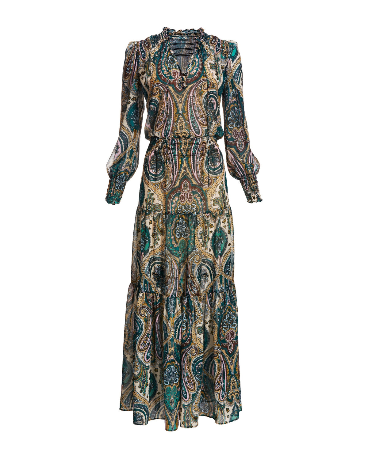 Paisley Boho Maxi Dress Neutral Multi