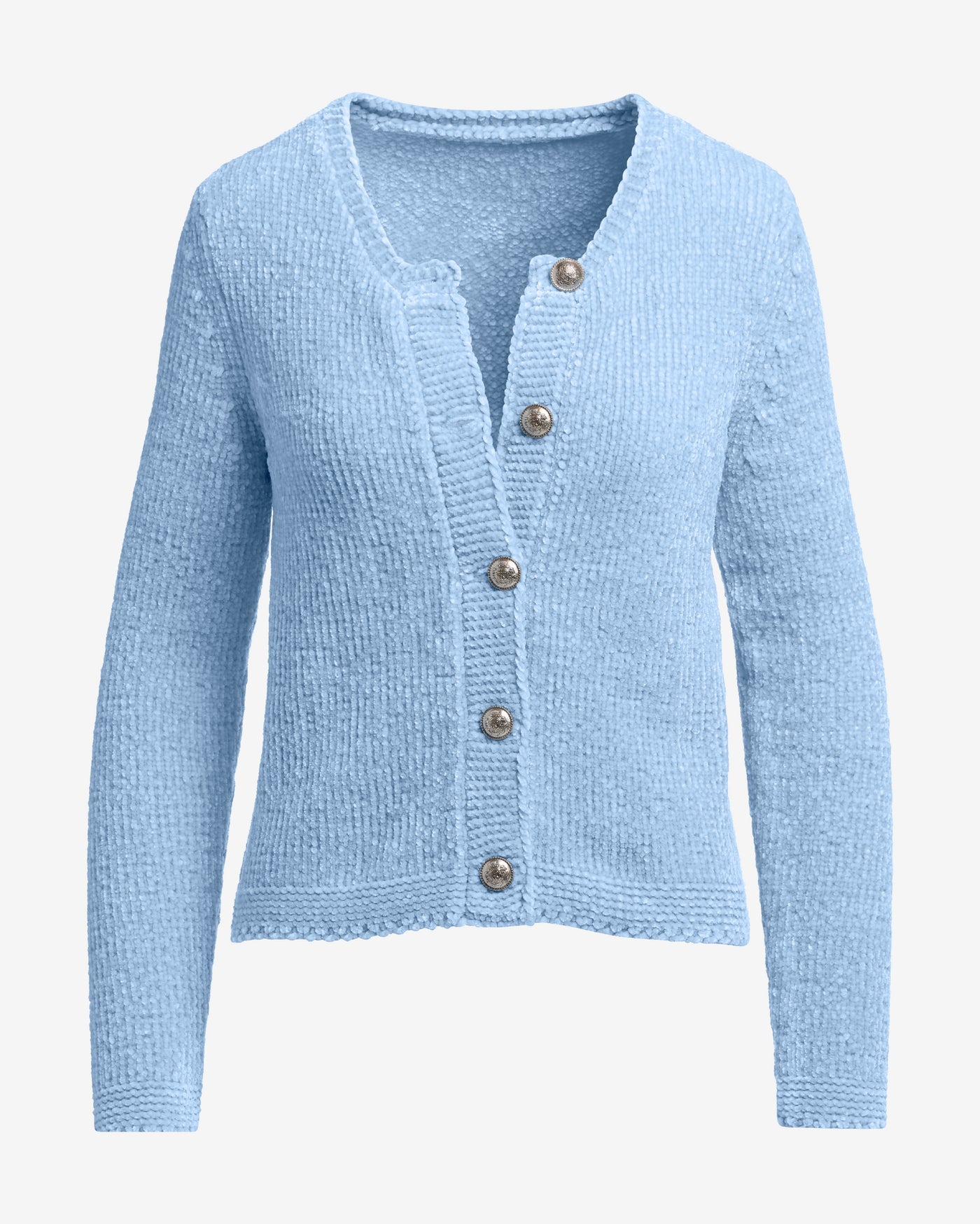 Chenille Long Sleeve Cardigan Airy Blue