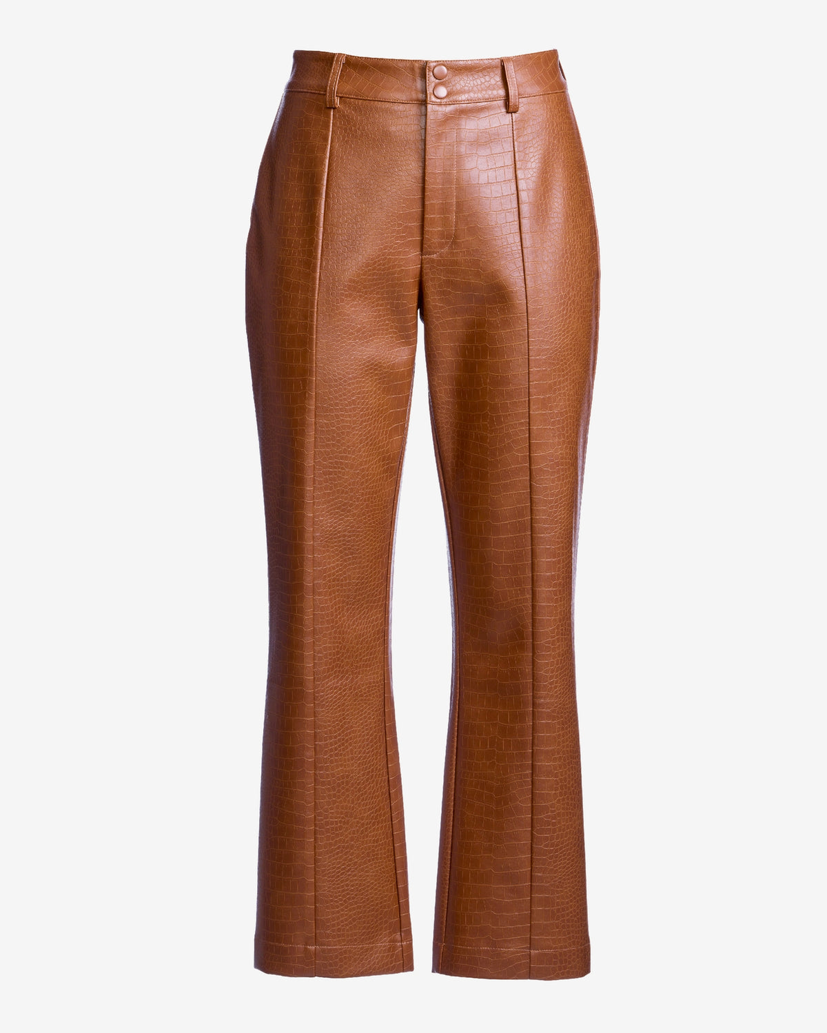 Monterey Faux Leather Croc Crop Pant Cognac