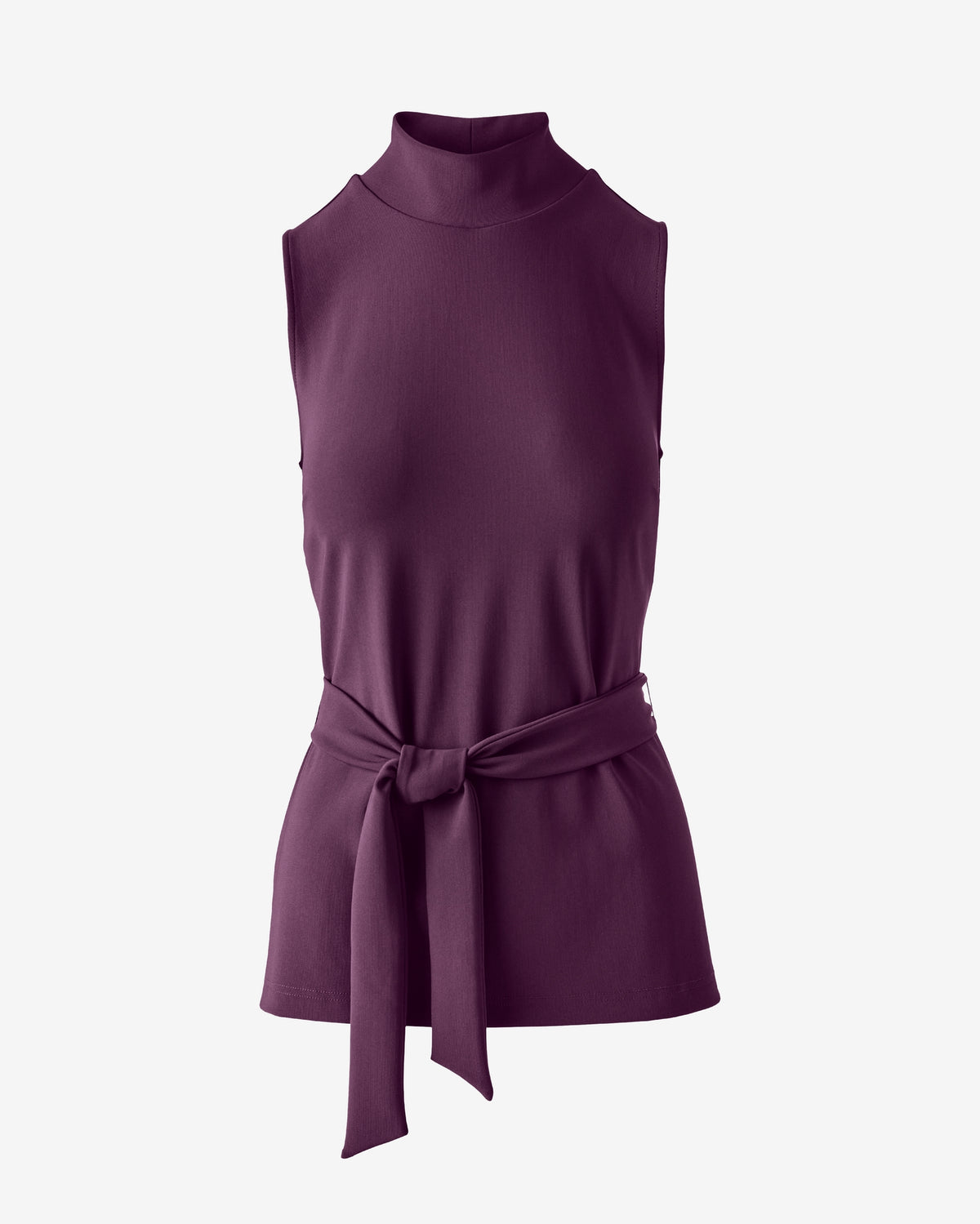 Beyond Travel Belted Mockneck Tunic Top Blackberry Wine
