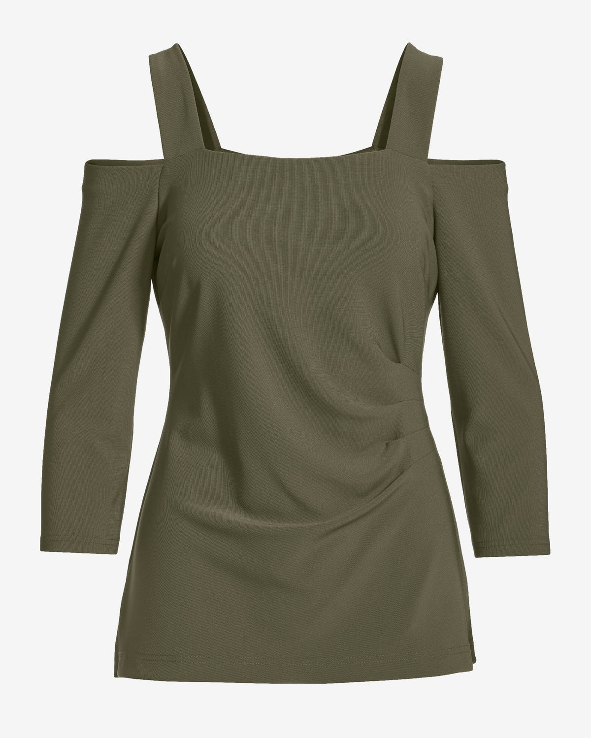 Beyond Travel Cold Shoulder Three Quarter Sleeve Top Olive Night
