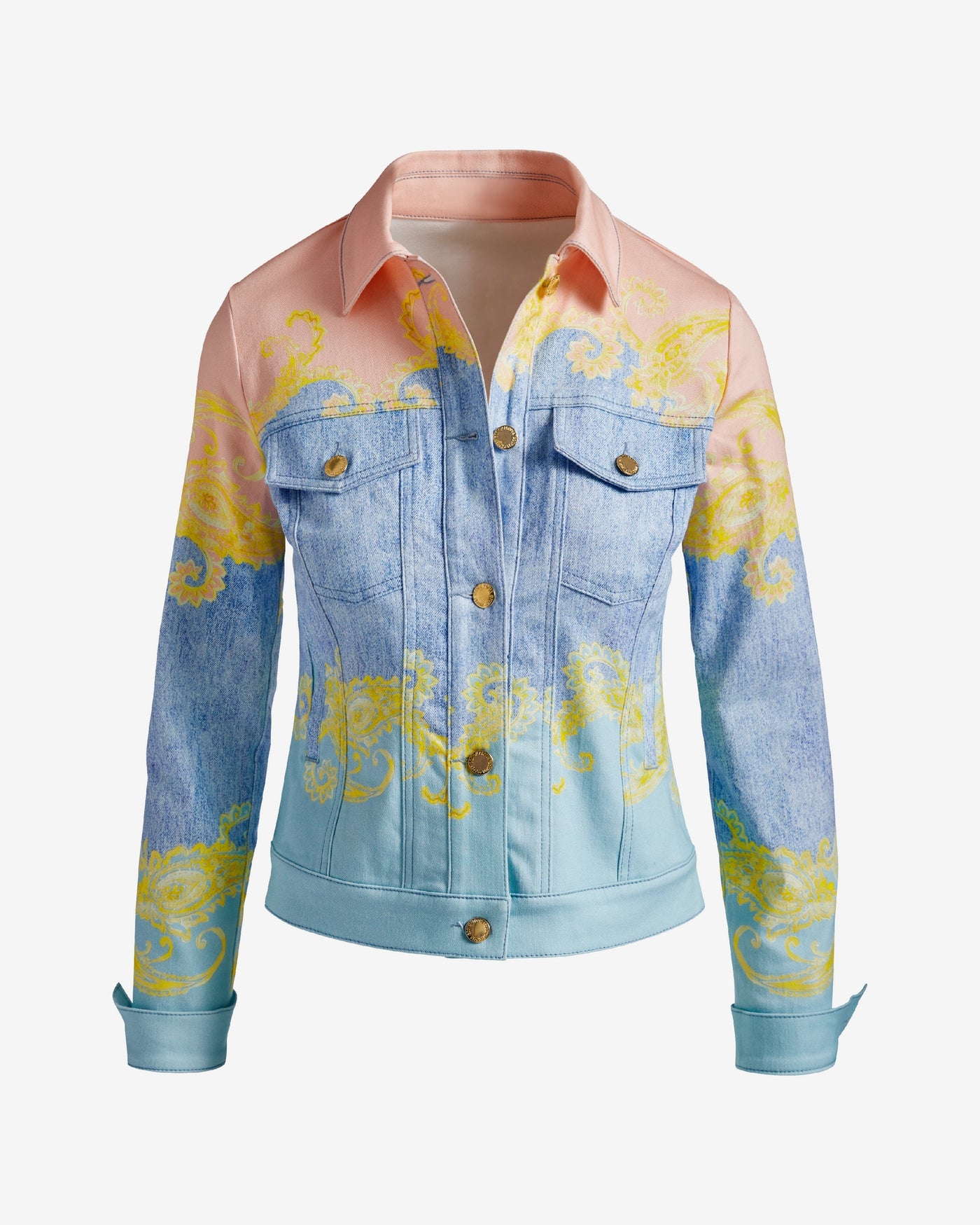 Scroll Print Denim Jacket Spring Paisley Denim
