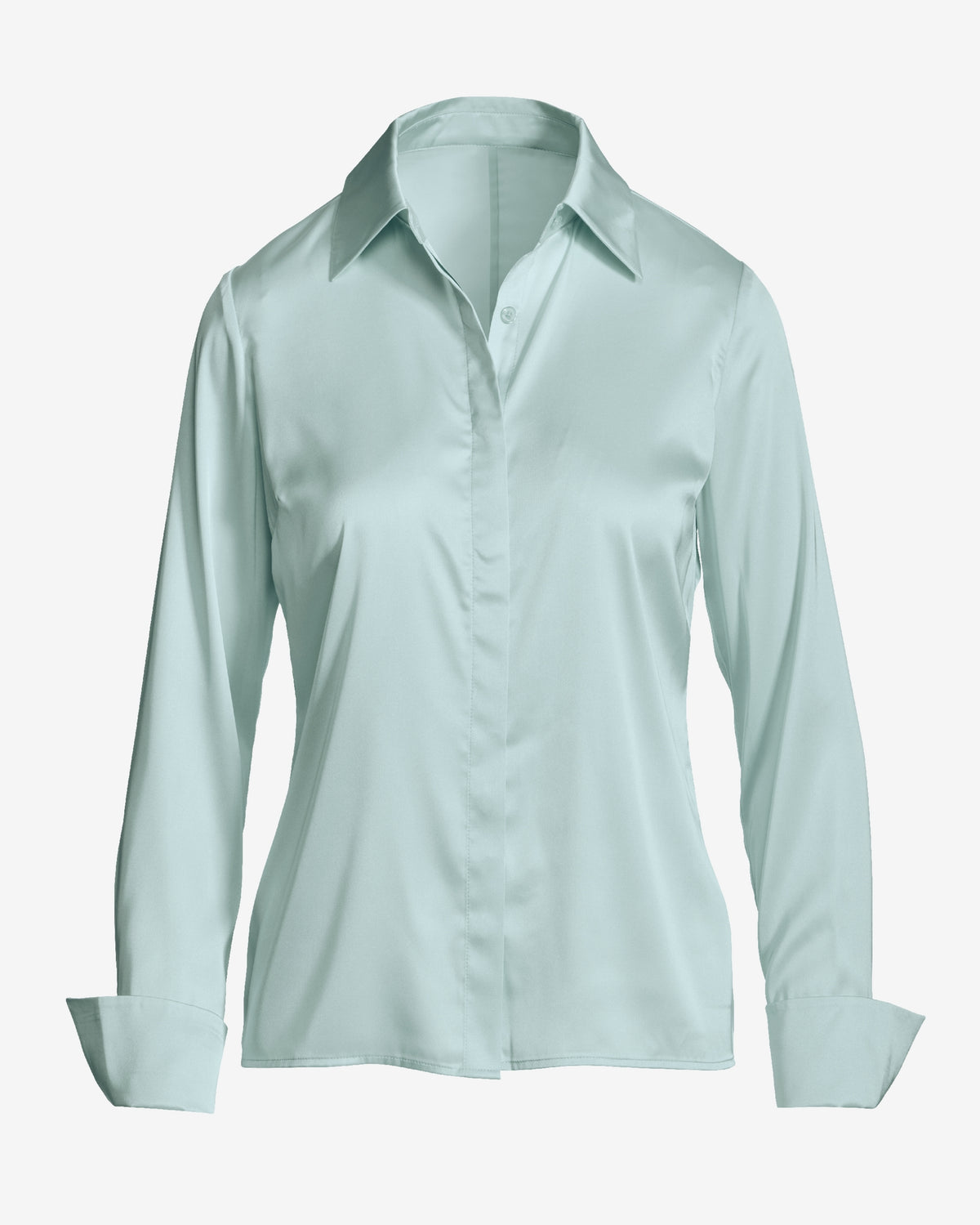 Sophia Button-Up Charmeuse Blouse Pale Mint