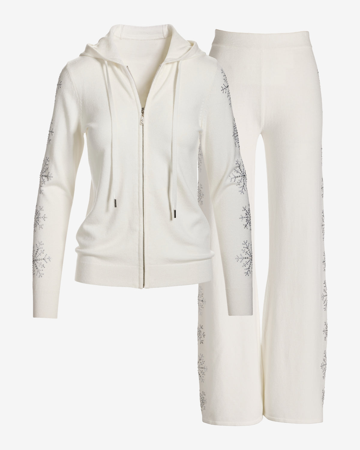 Snowflake Embellished Lounge Set Off White