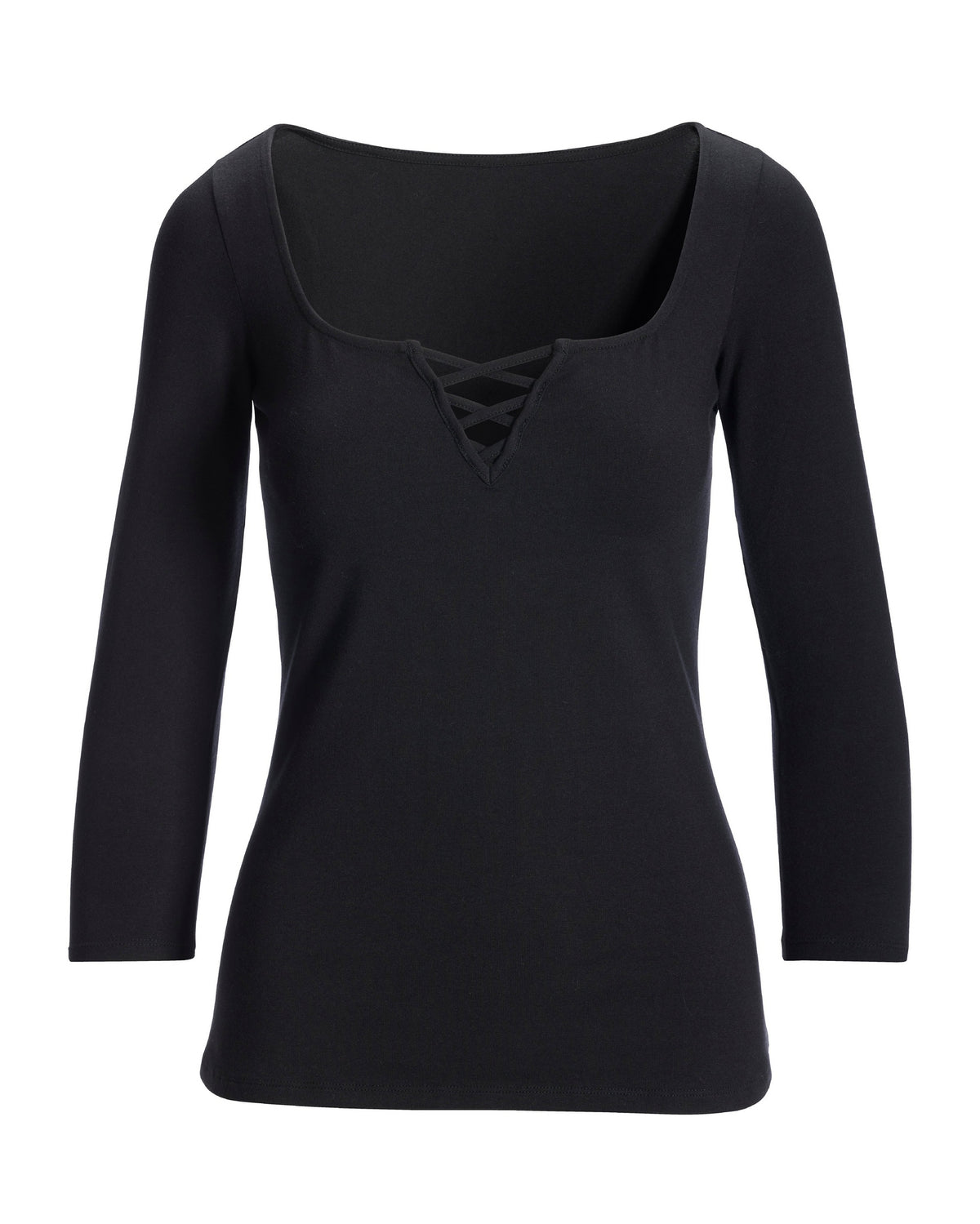 So Sexy Lace Up Knit Top Black