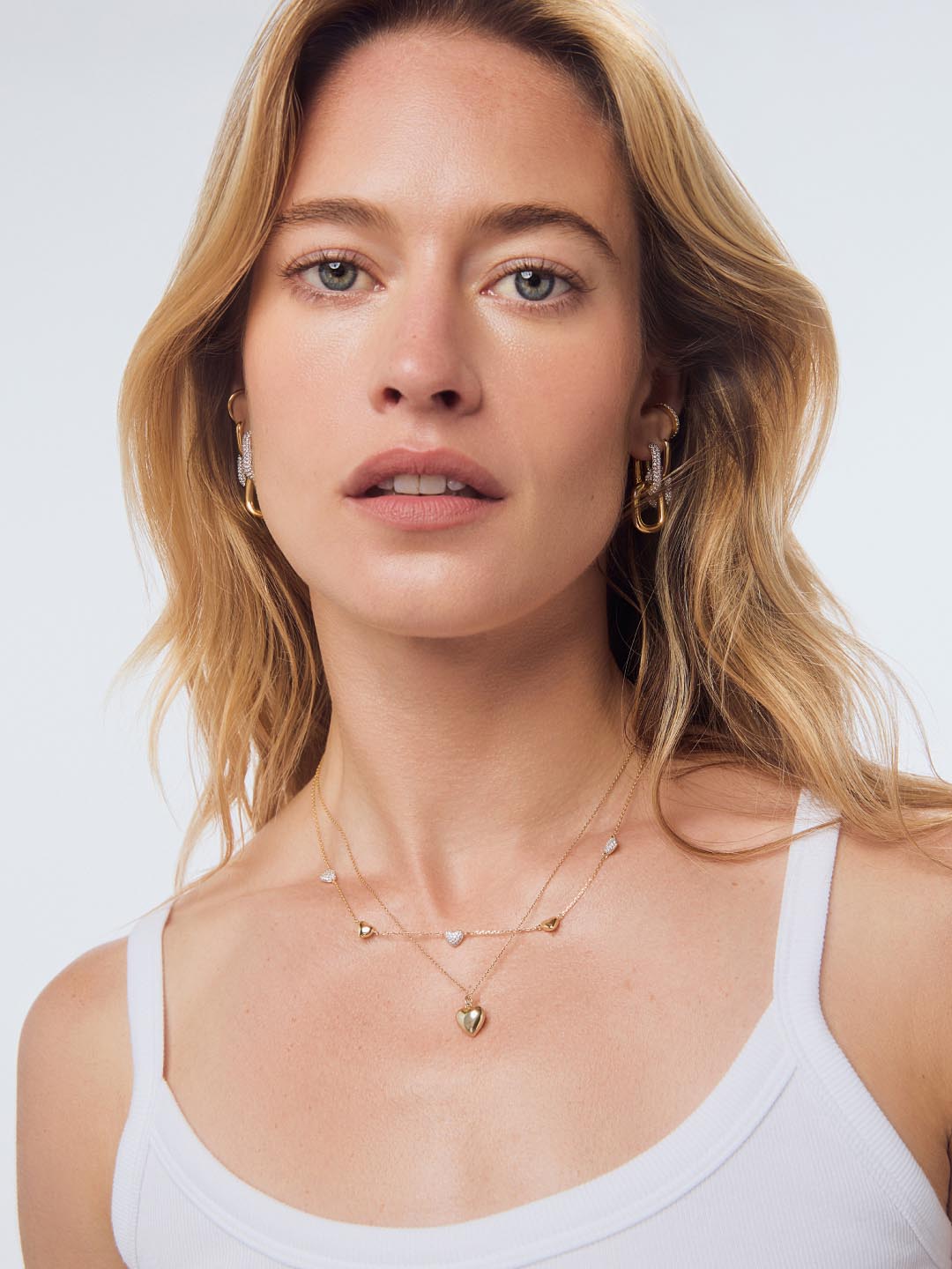 Heart Necklace - Lev Mini Pave Station Necklace