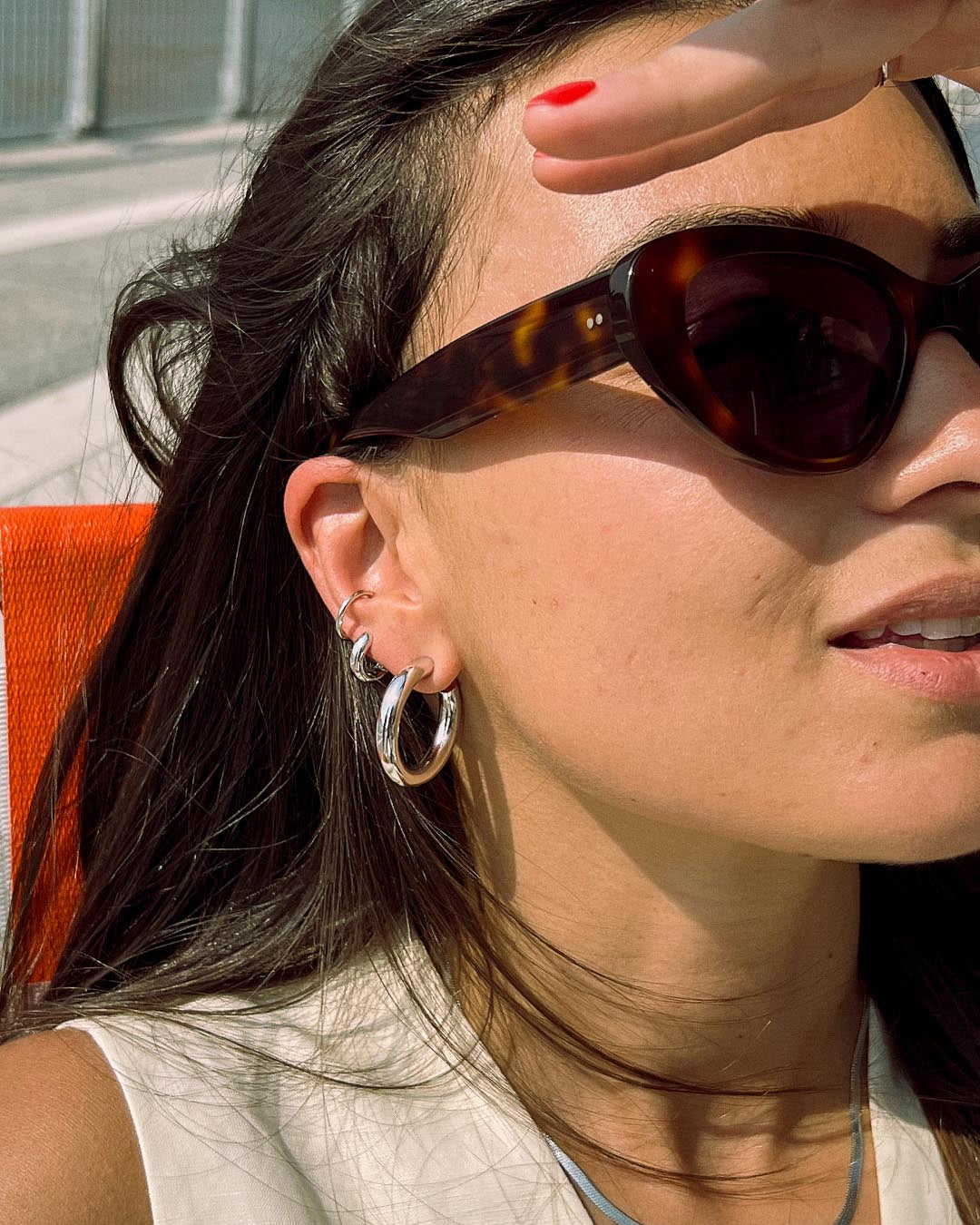 Bold Huggie Hoops - Giulia Silver