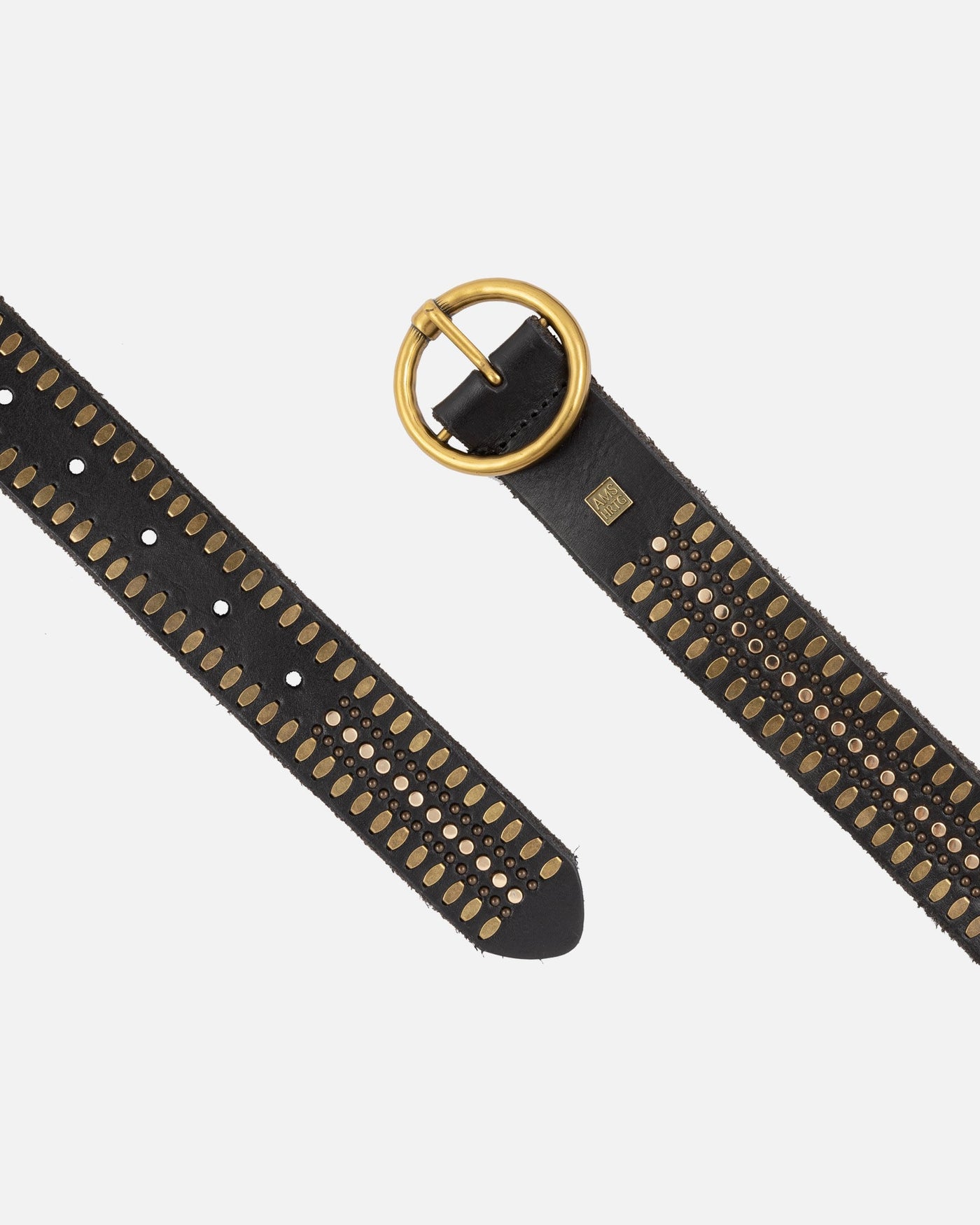 Soraya | Studded Leather Belt with Gold Round Buckle