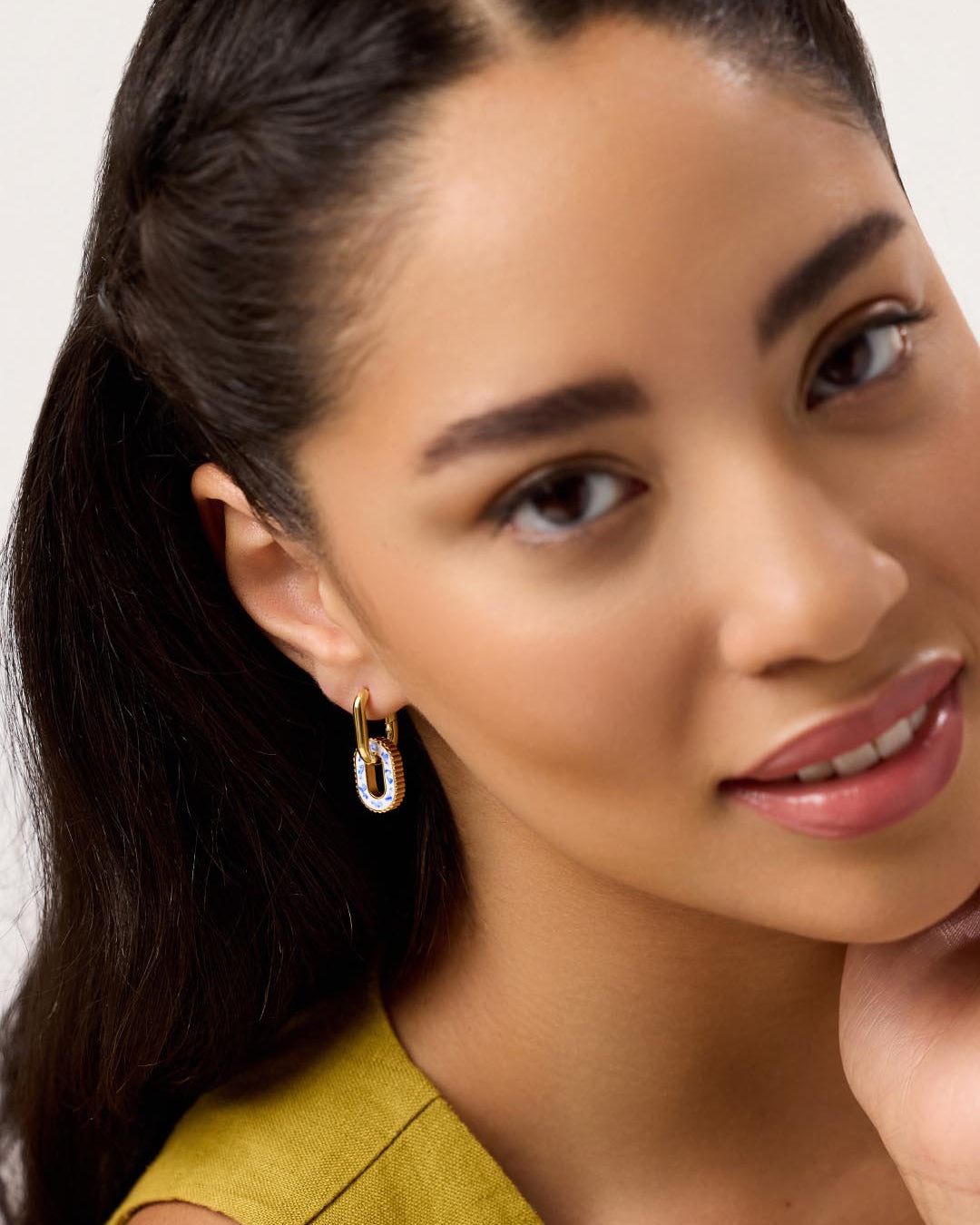 Double Hoop Earrings - Ash Double Marble Blue