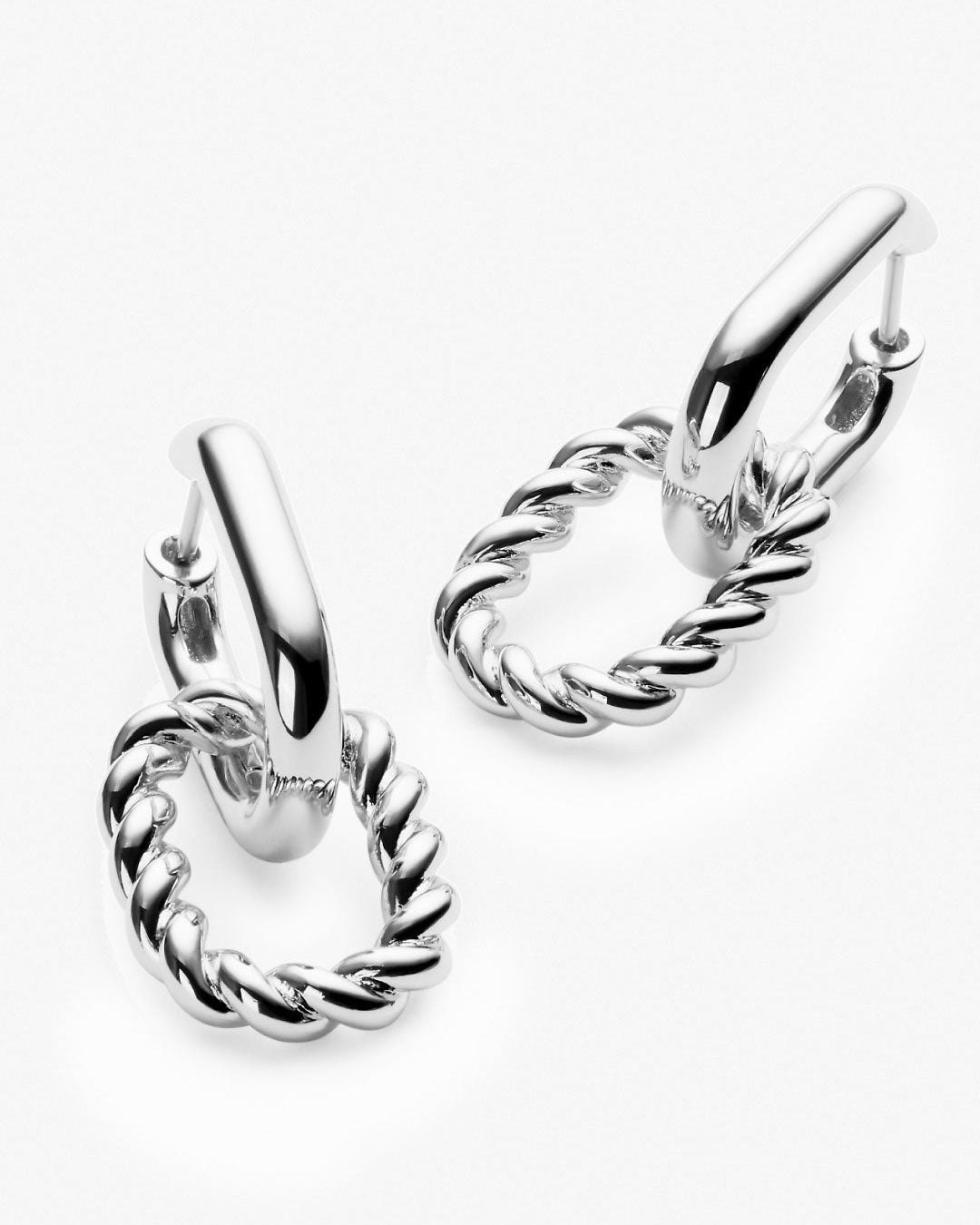 Double Hoop Earrings - Ash Double Silver | Boston Proper