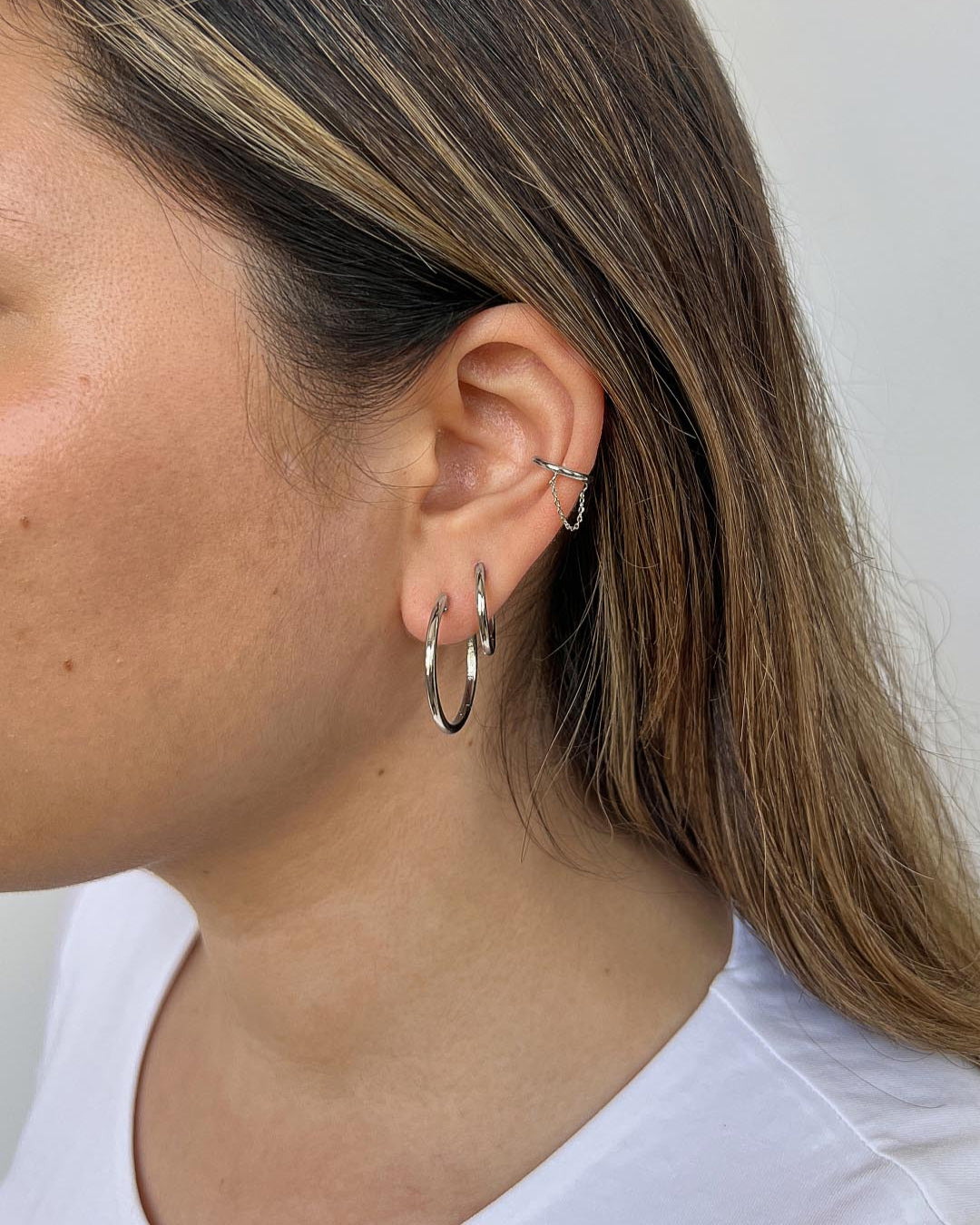 Small Slim Endless Hoops - Lo Small Silver