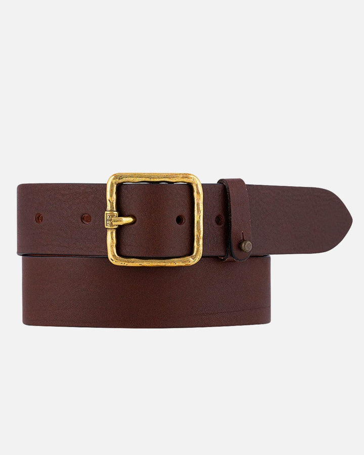 Kaya | Vintage Gold Square Buckle Leather Belt
