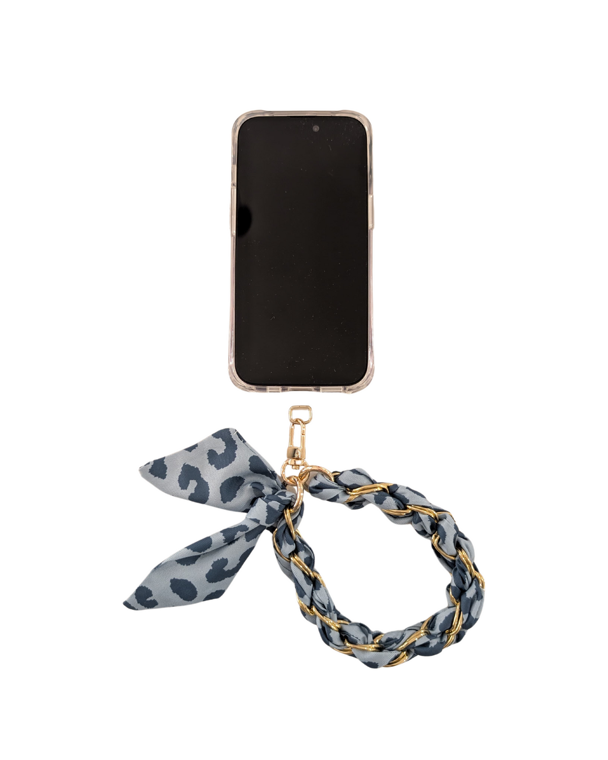 Denim Cheetah Phone Wristlet