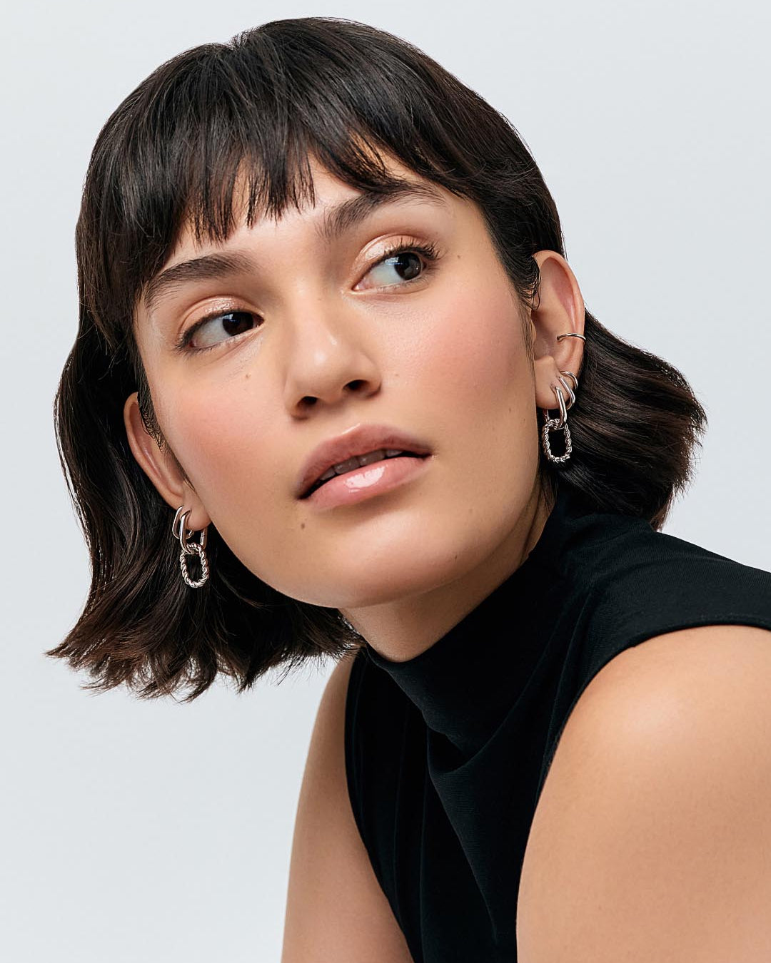 Double Hoop Earrings - Ash Double Silver | Boston Proper