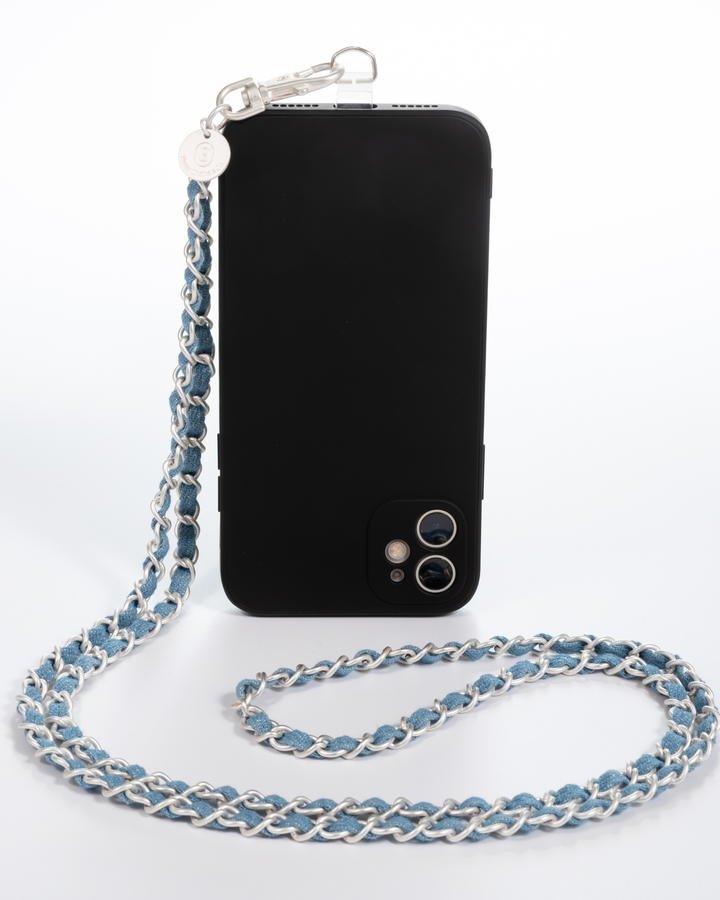 Denim Dream x Matte Silver Crossbody Phone Chain