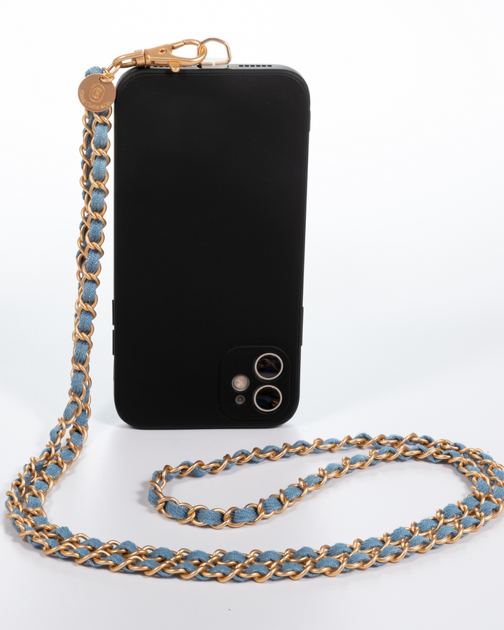 Denim Dream x Matte Gold Crossbody Phone Chain