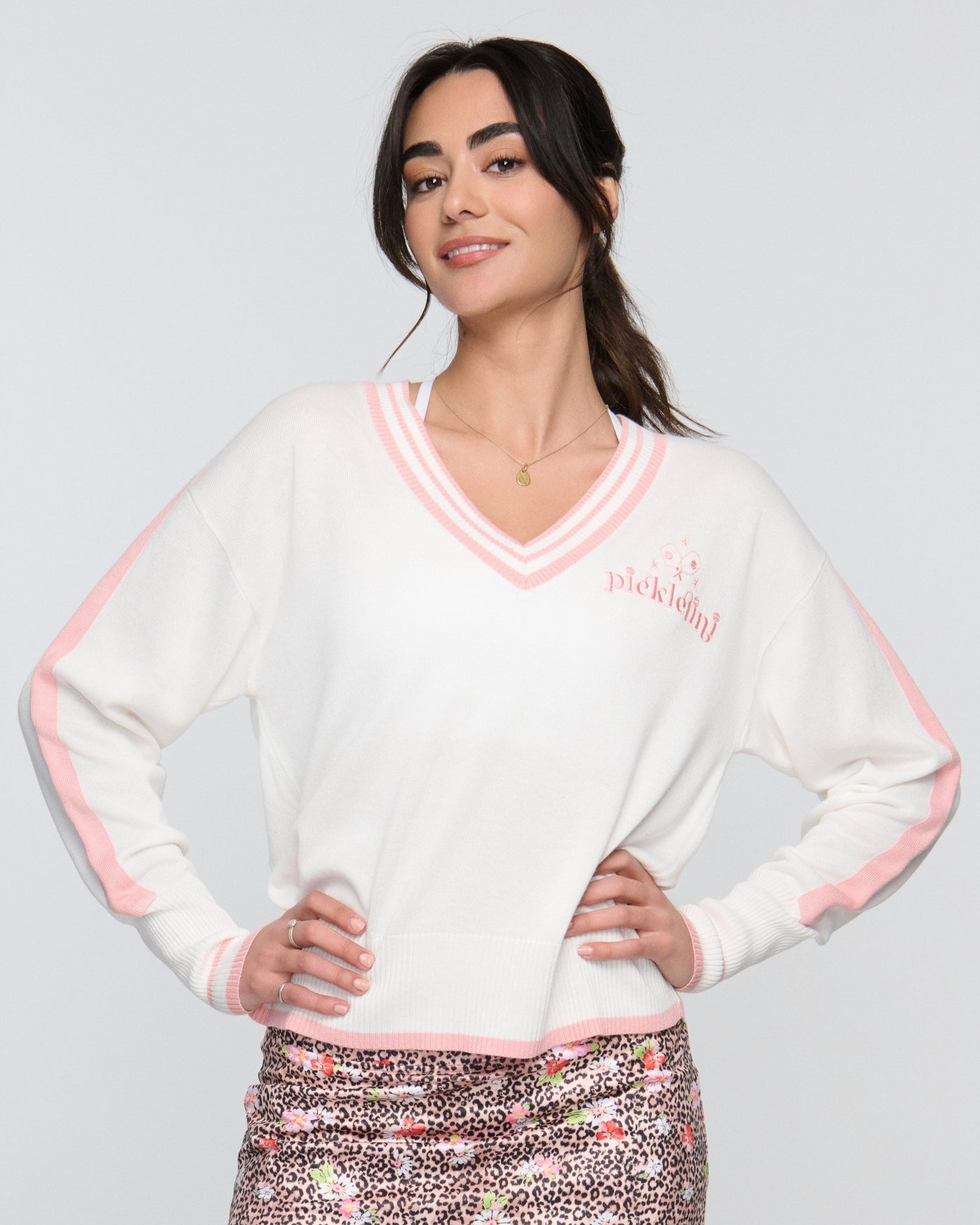 Audrey Varsity Pickleball Sweater – Preppy Pullover | 2025 Pickleball Fashion