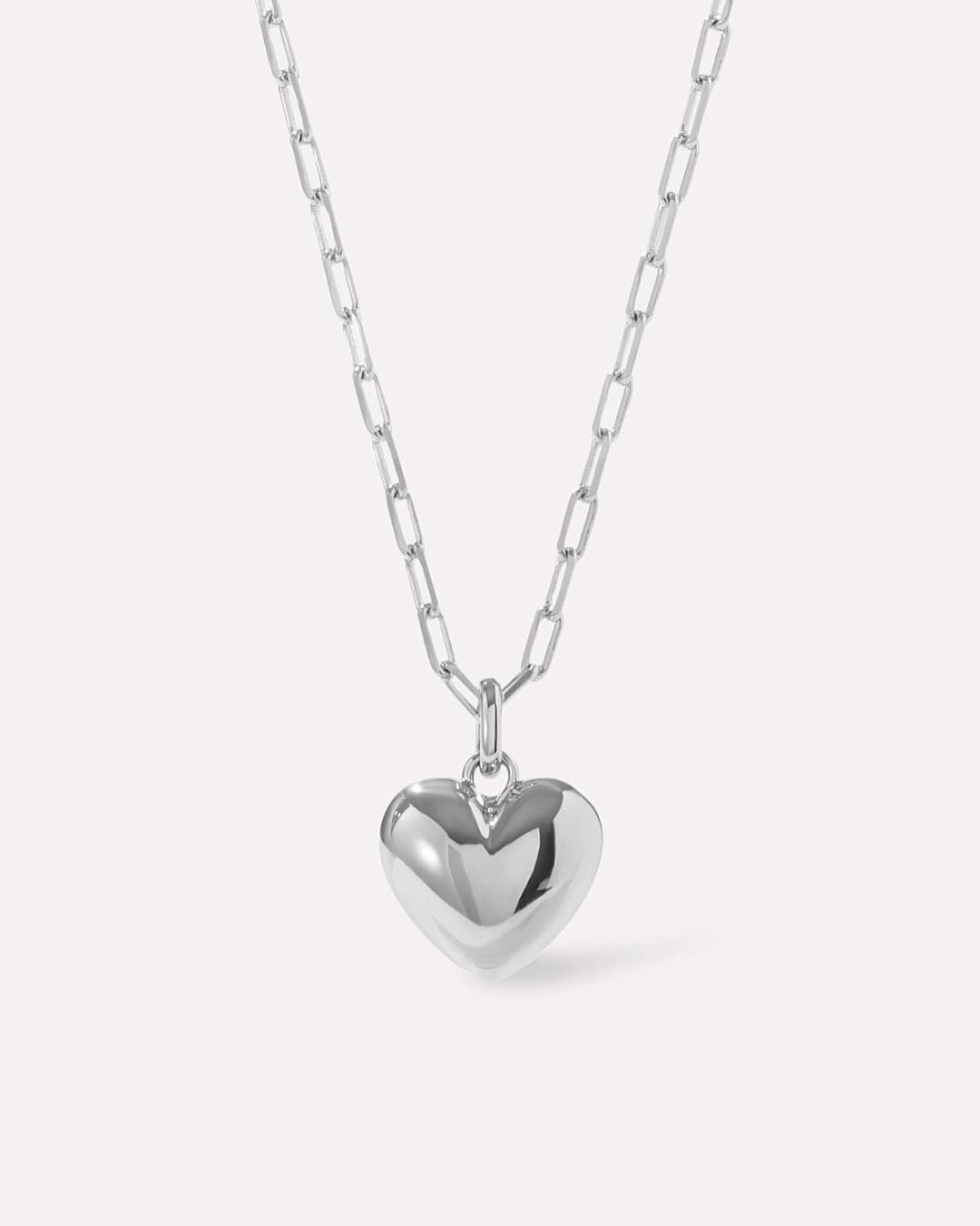 Puffed Heart Necklace - Lev Silver