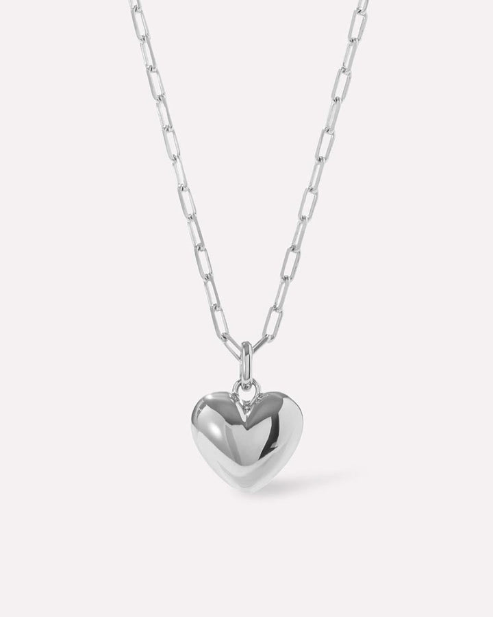 Puffed Heart Necklace - Lev Silver