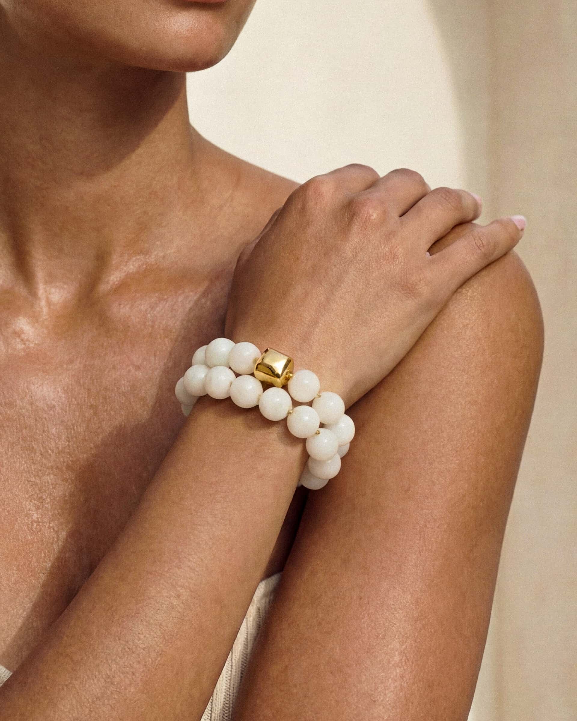 Power Bead Bracelet Stack in Bone | Boston Proper