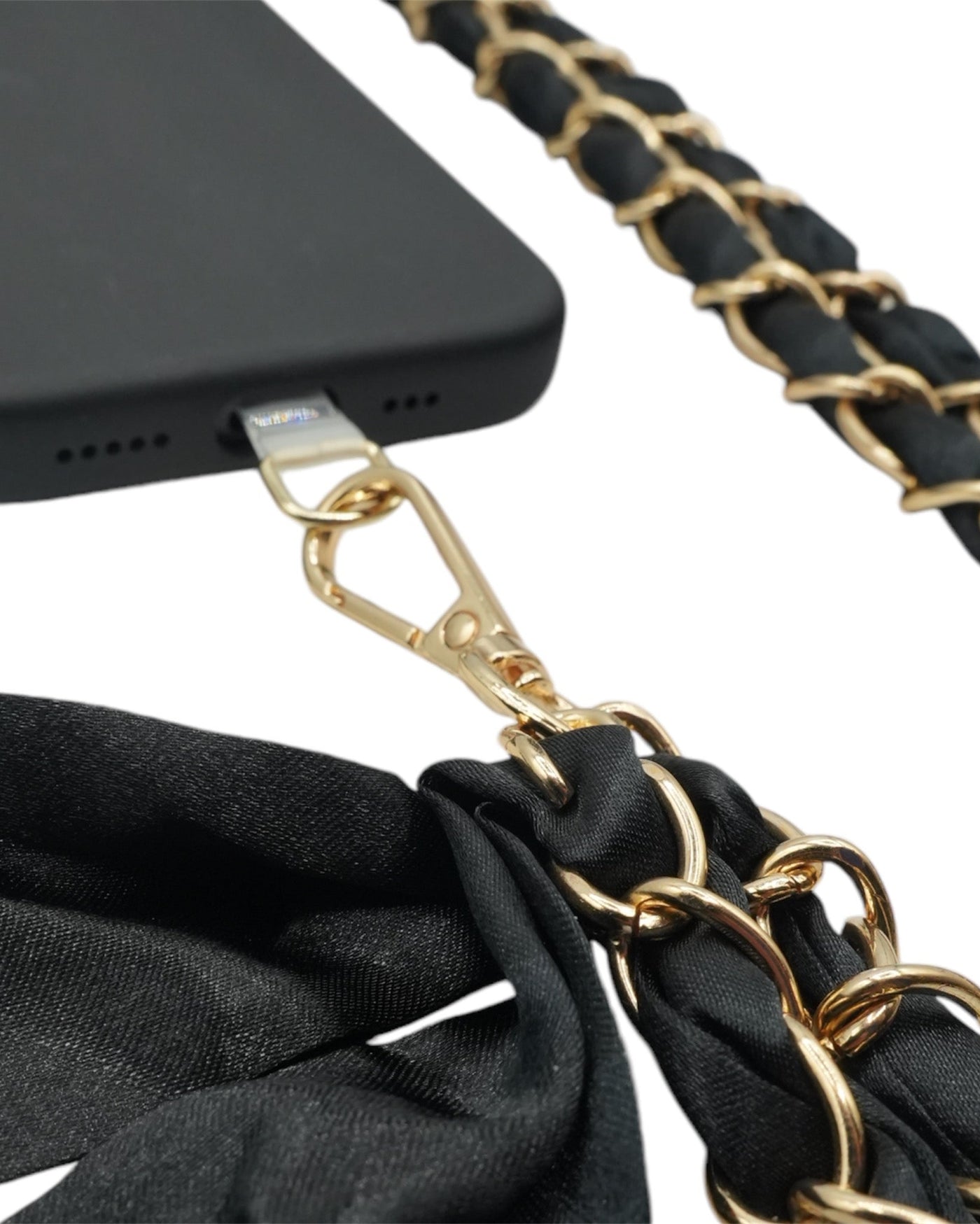 Black Satin Sash Crossbody Phone Chain