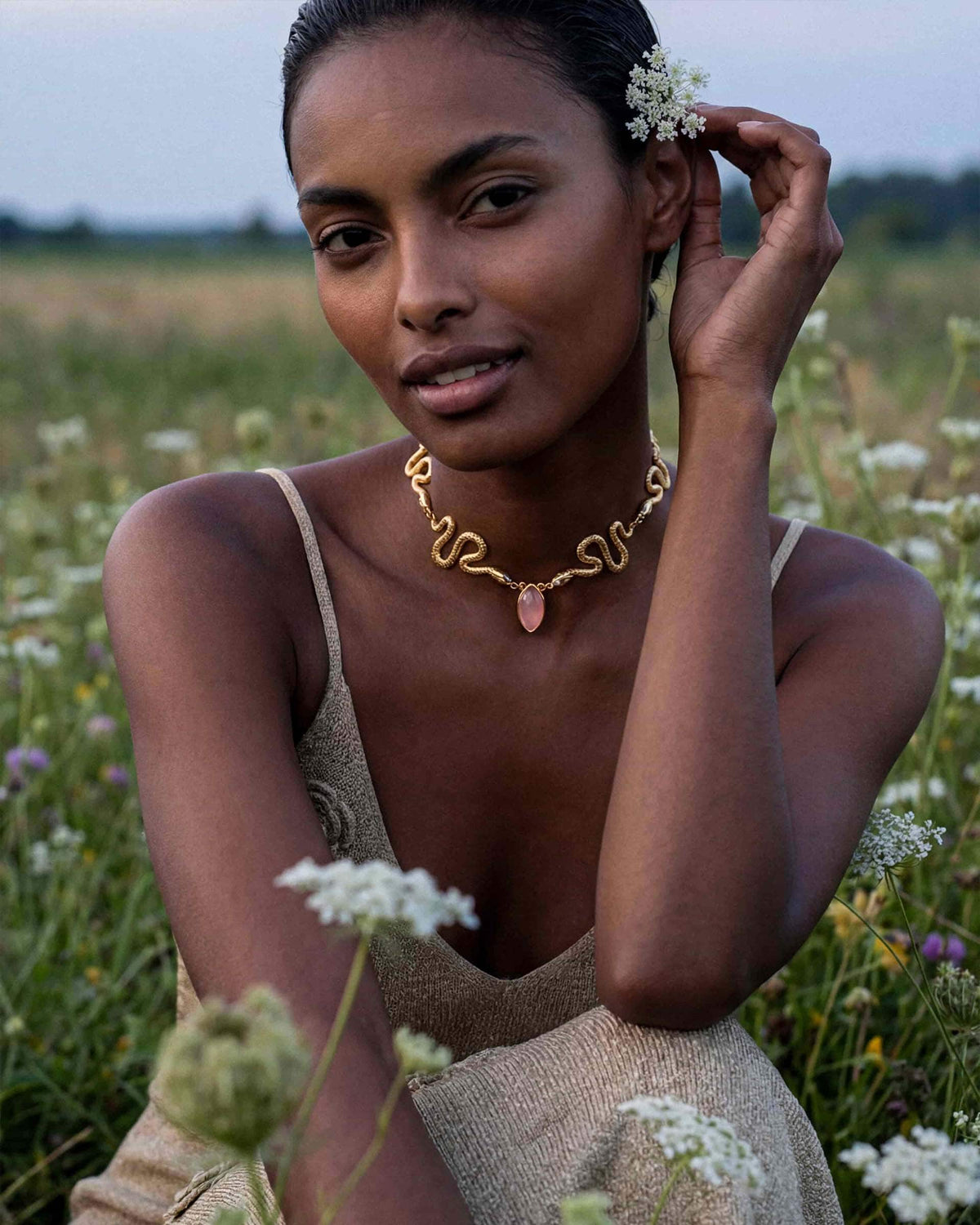 Mother of Pearl Serpentina Snake Choker