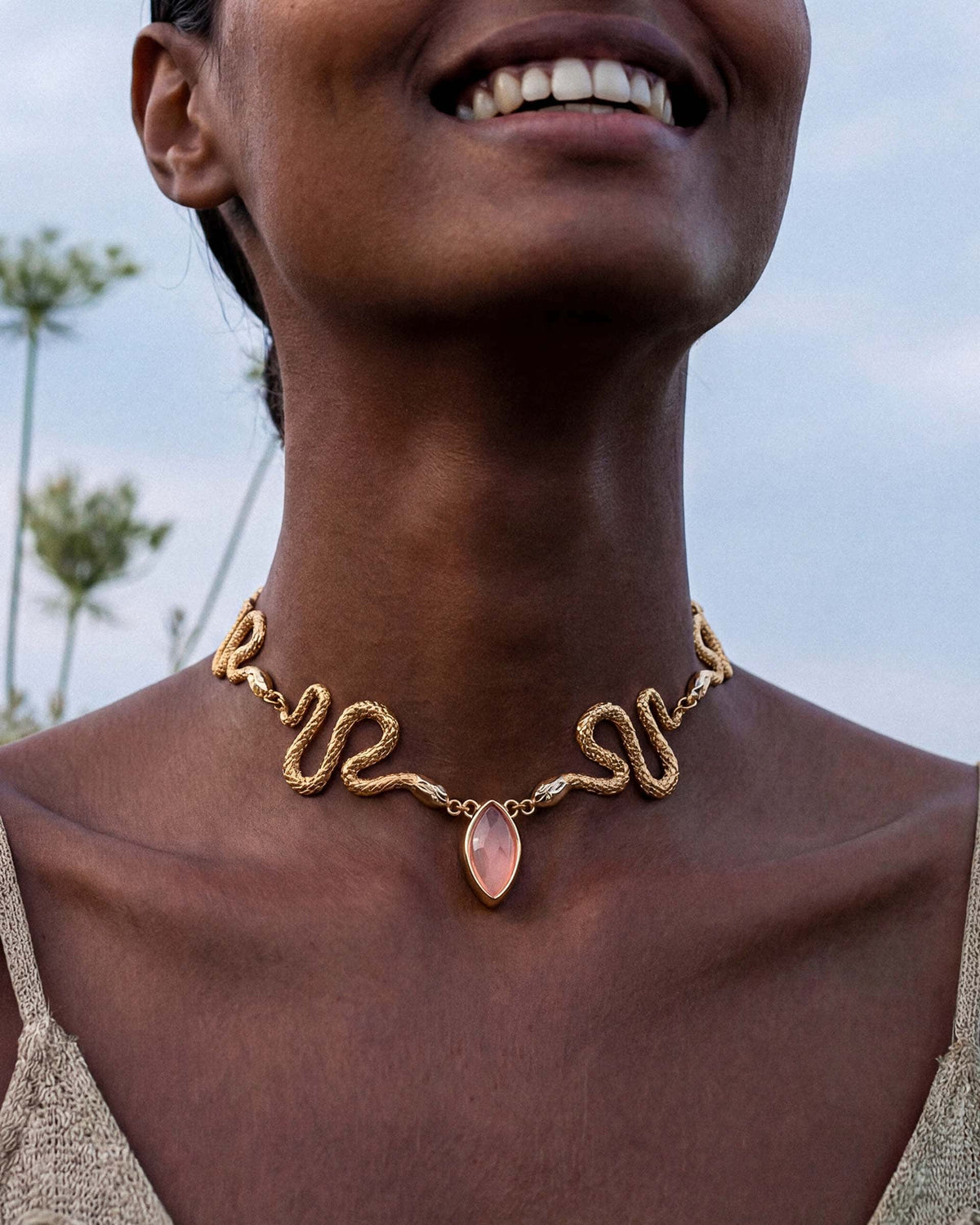 Mother of Pearl Serpentina Snake Choker