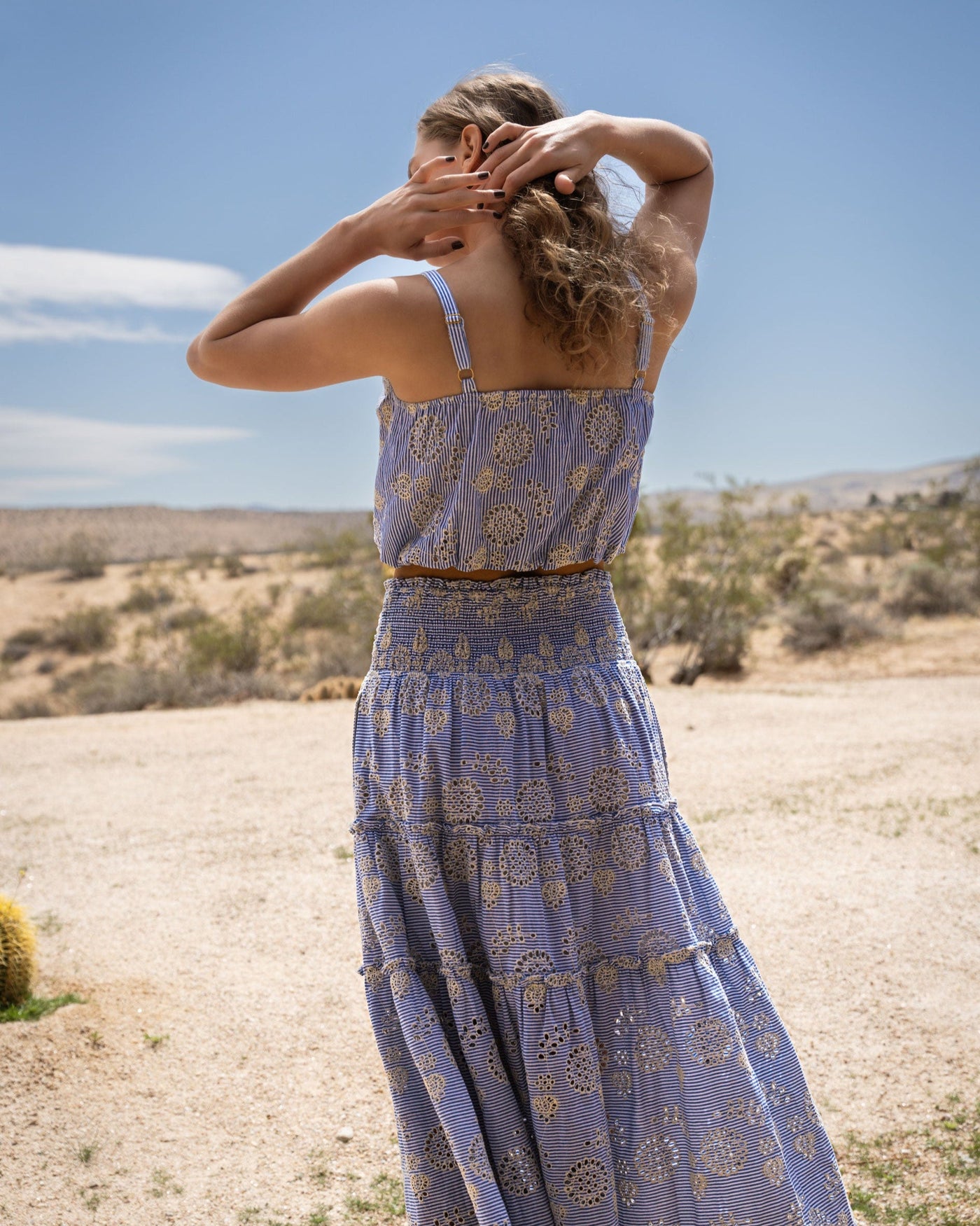 Dani Top In Pinstripe Eyelet