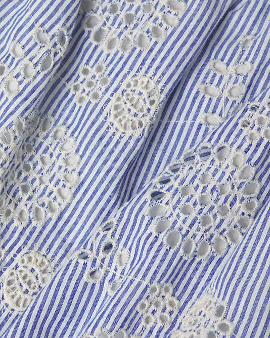 Dani Top In Pinstripe Eyelet