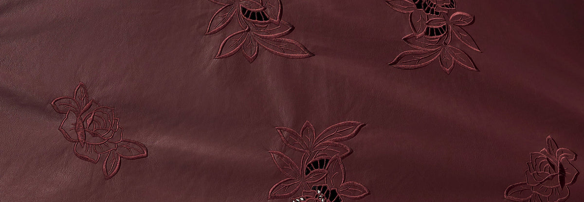 burgundy fabric close up