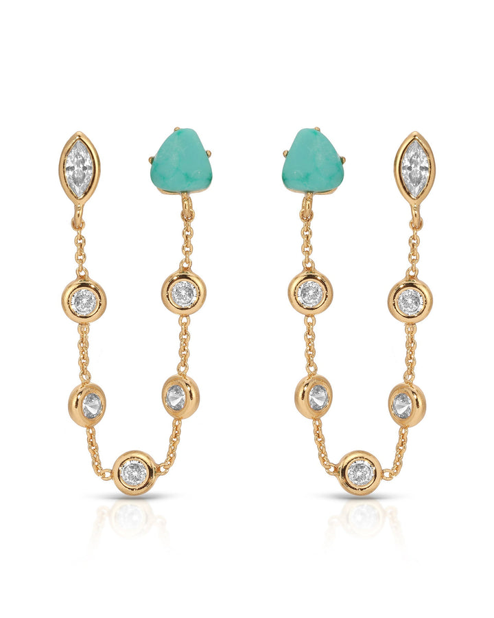 Double Piercing Turquoise Earrings
