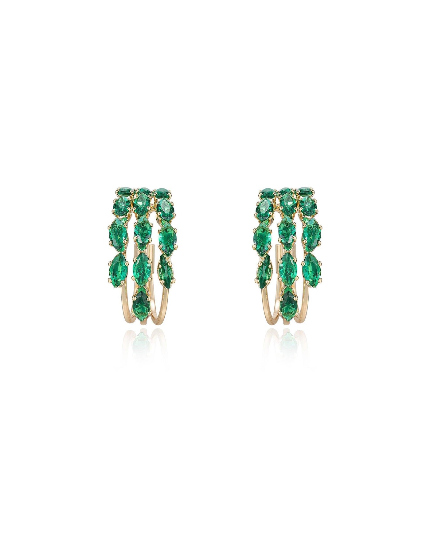 Multi-Crystal Huggie Hoop Earrings
