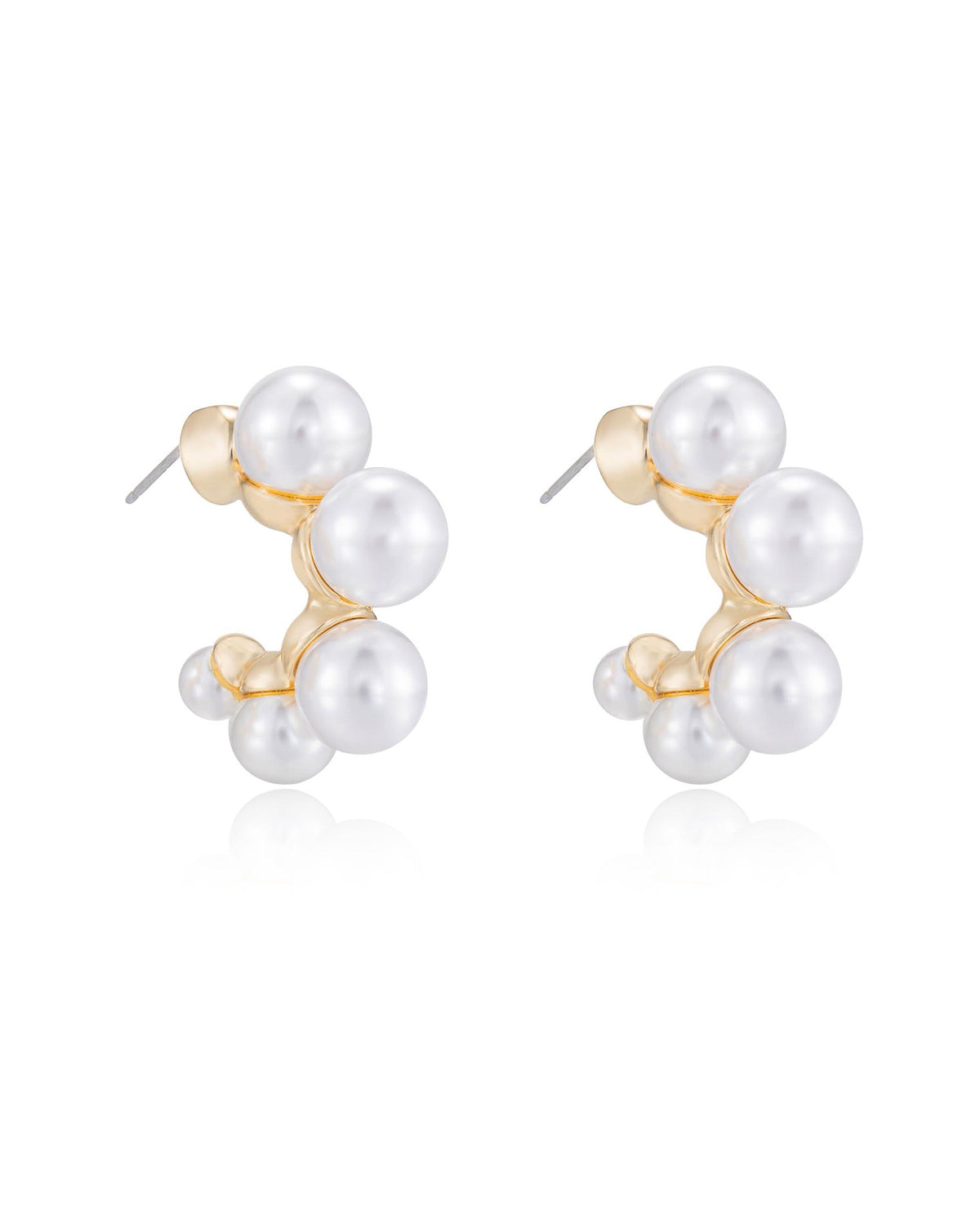 Five Pearls Hoop Earrings