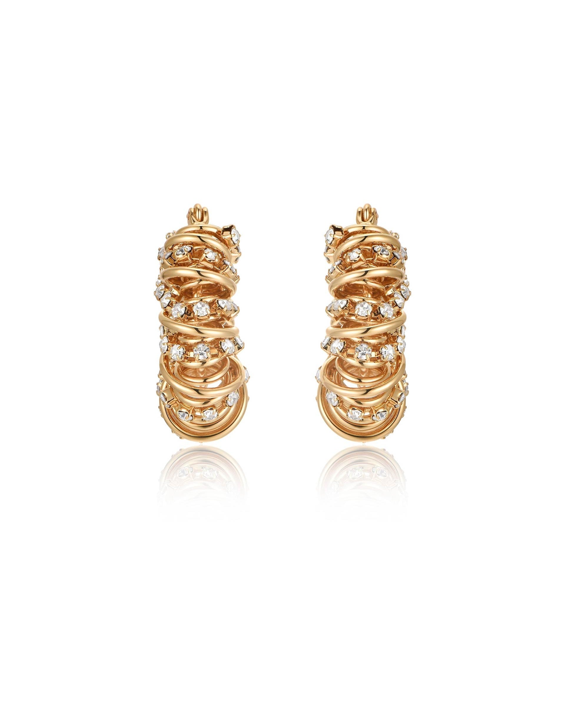 Swirling Crystal Cluster Hoop Earrings