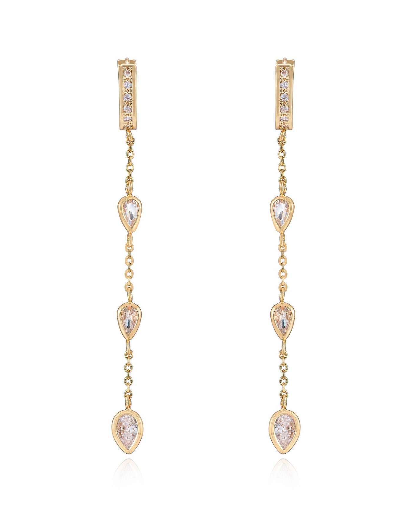 Bezel Crystal Huggie Dangle Earrings