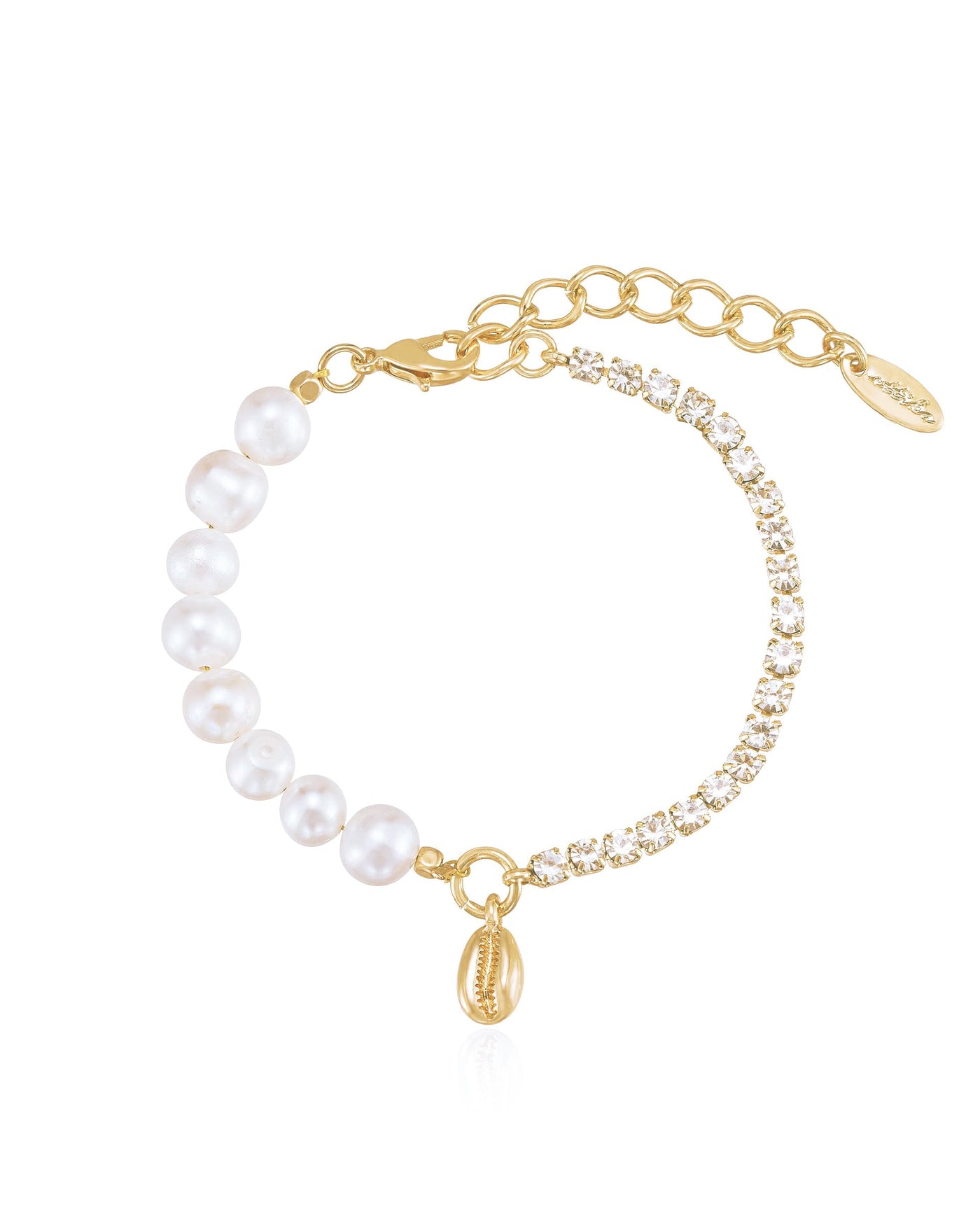 Pearl and Crystal Shell Bracelet