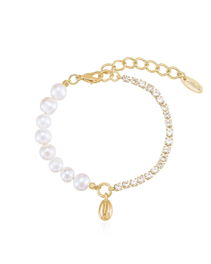Pearl and Crystal Shell Bracelet