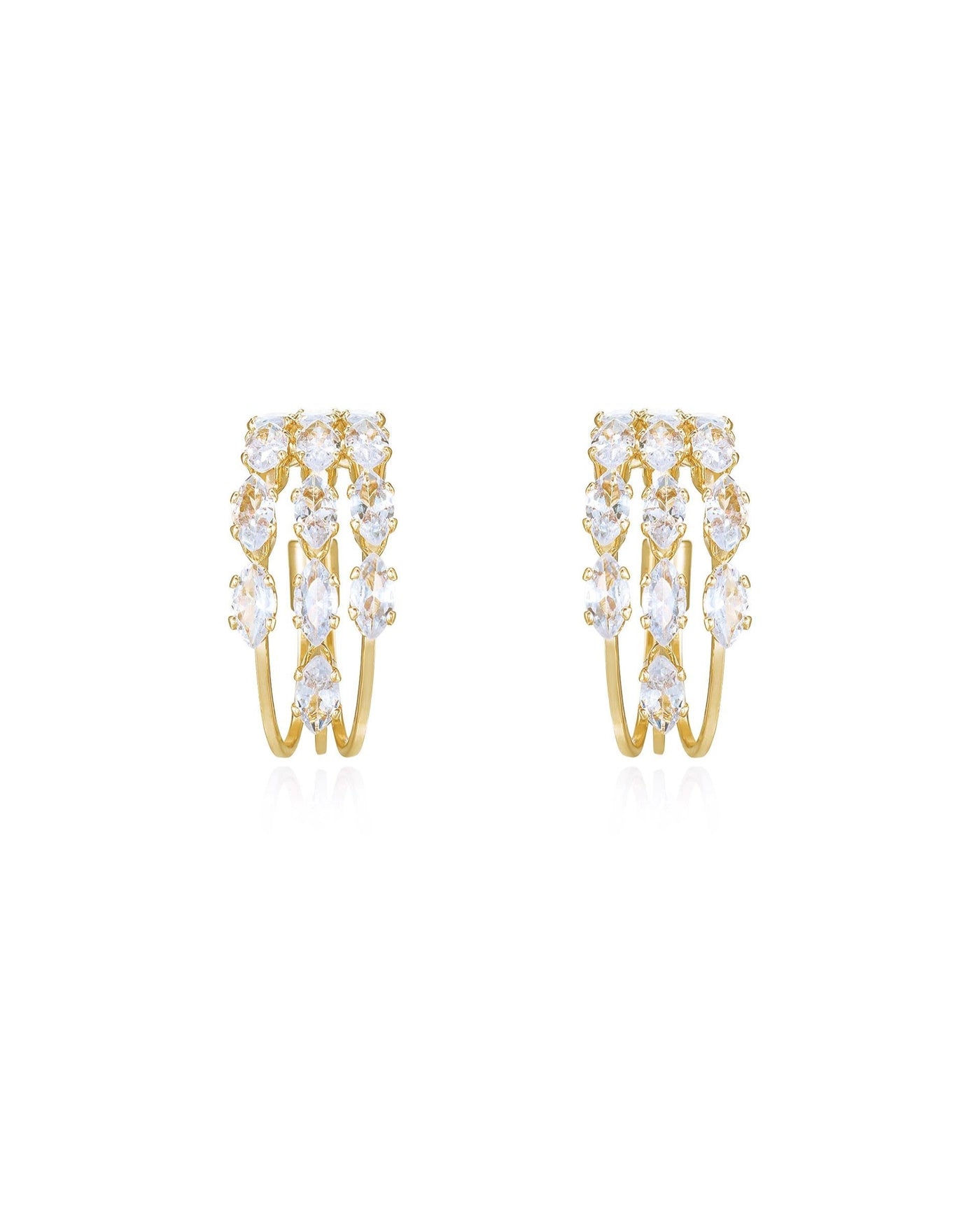 Multi-Crystal Huggie Hoop Earrings