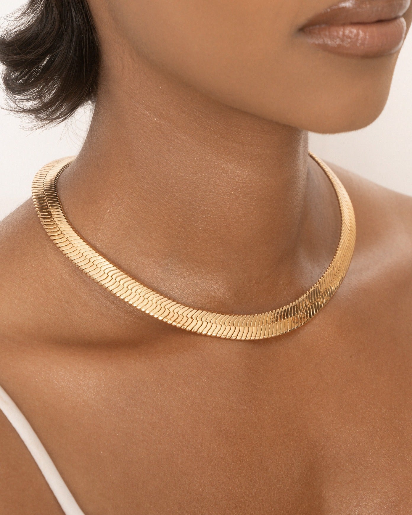 Snake Smooth Herringbone Chain Necklace